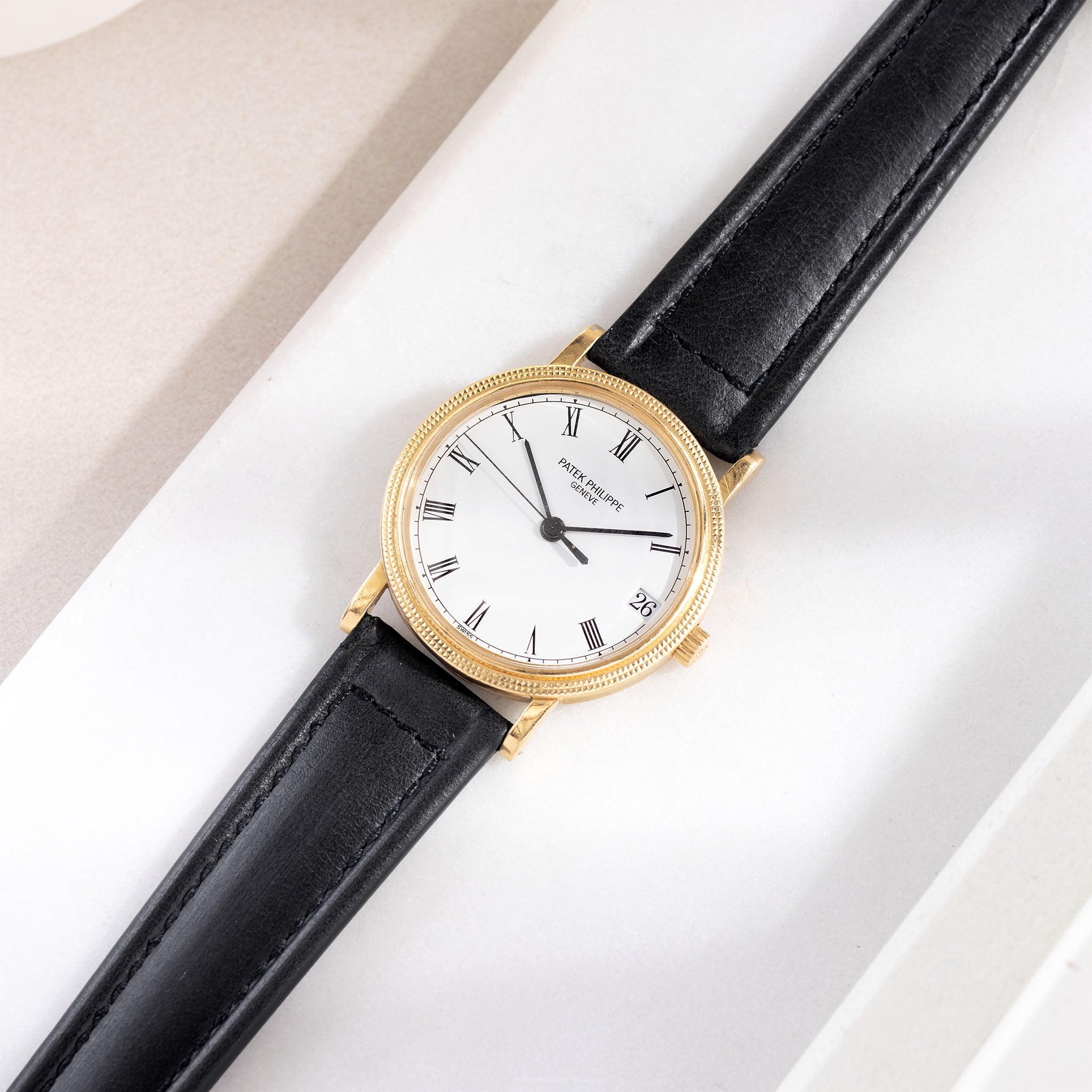 Strap for the Patek Philippe Calatrava - Black Sculpted Calfskin