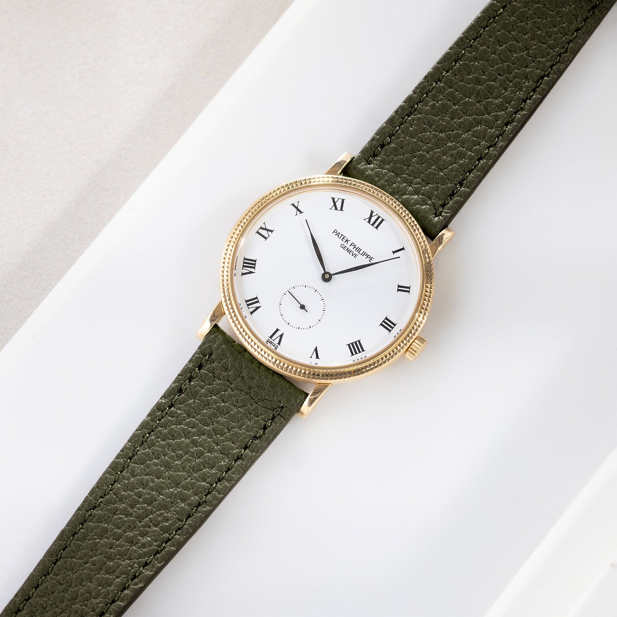 Strap for Patek Philippe Calatrava - Olive Grana Leather