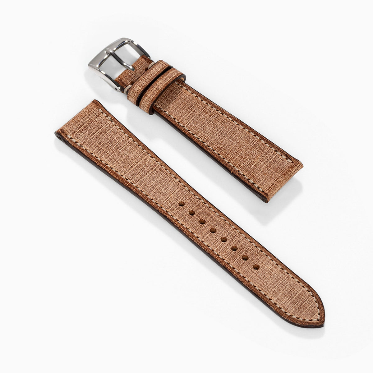 Linen Leather Watch Strap - Elegant Brown