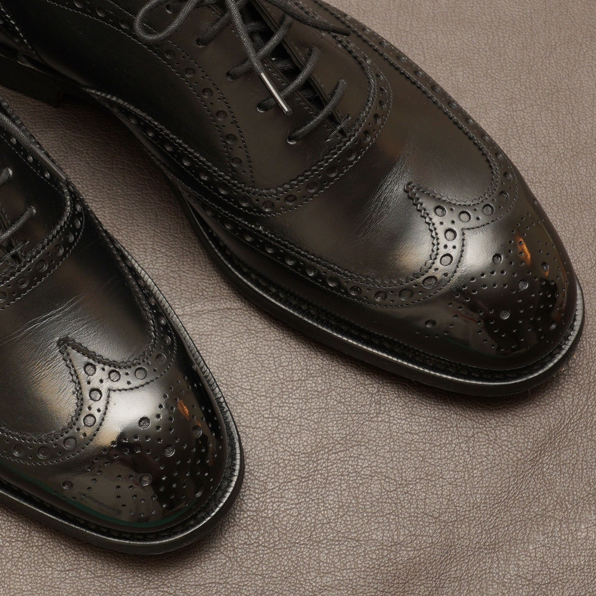 The Wall Street Black Brogue Leather Watch Strap – Jubilee Edition