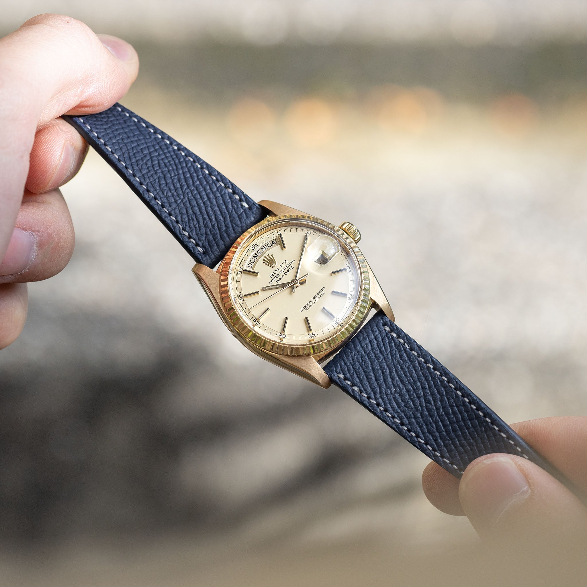 Marston Calf Dark Blue Leather Watch Strap