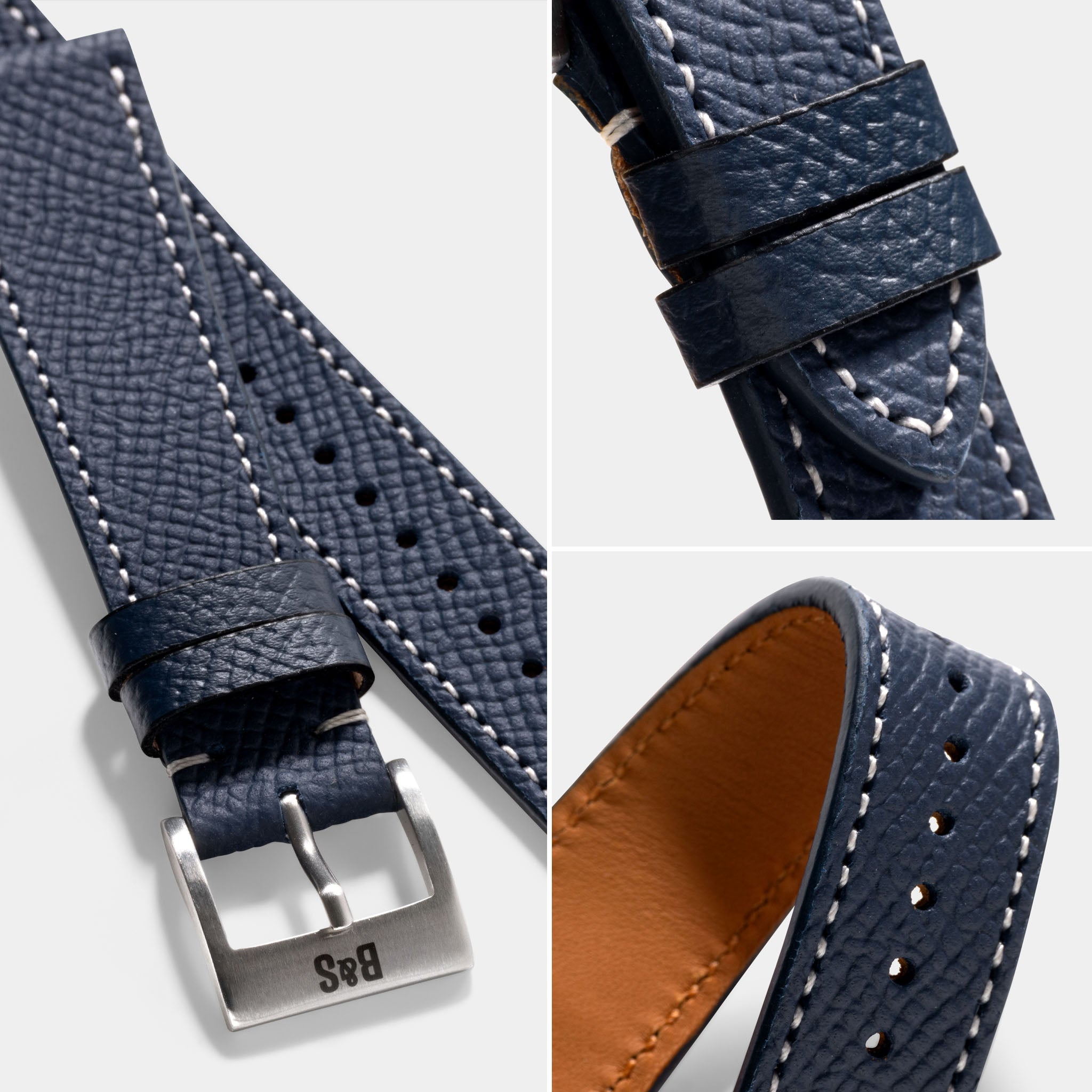 Marston Calf Dark Blue Leather Watch Strap