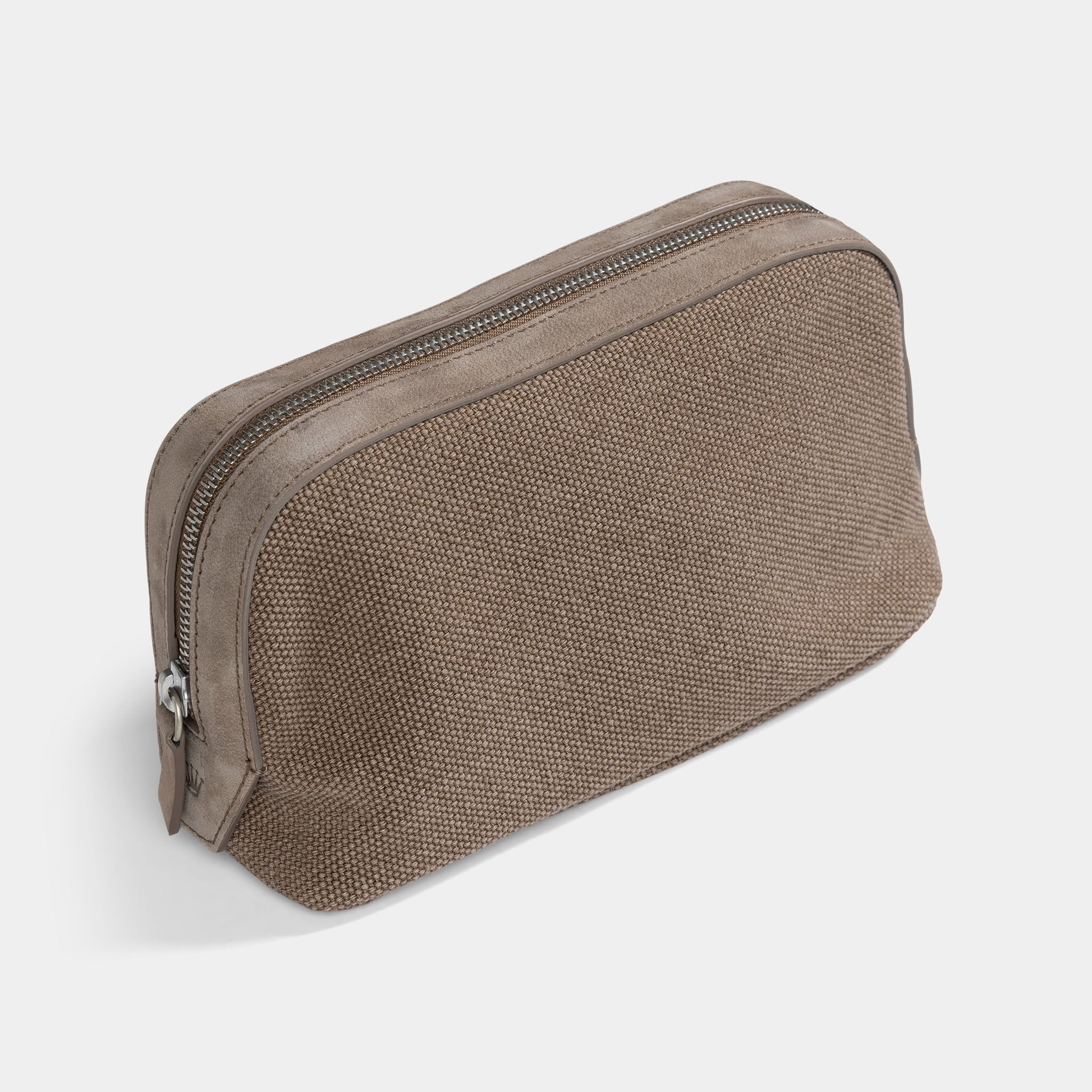 Rolex Toiletry Bag in Taupe Colour Canvas and Suede