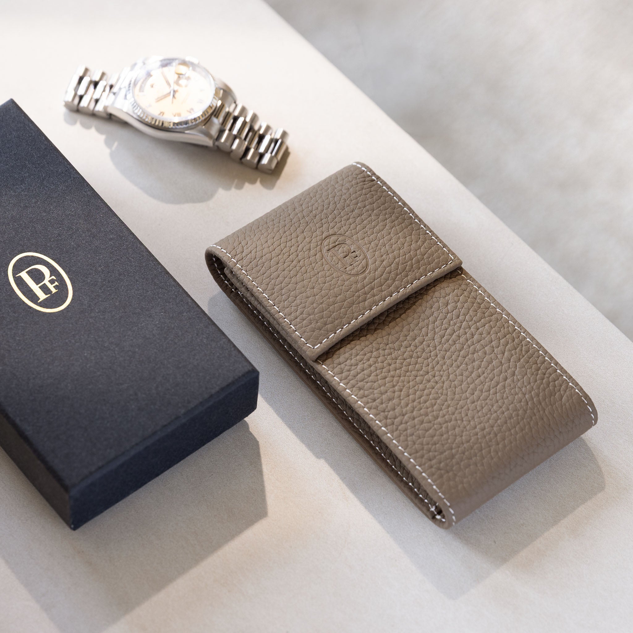 Parmigiani Fleurier Taupe colour leather Watch travel pouch
