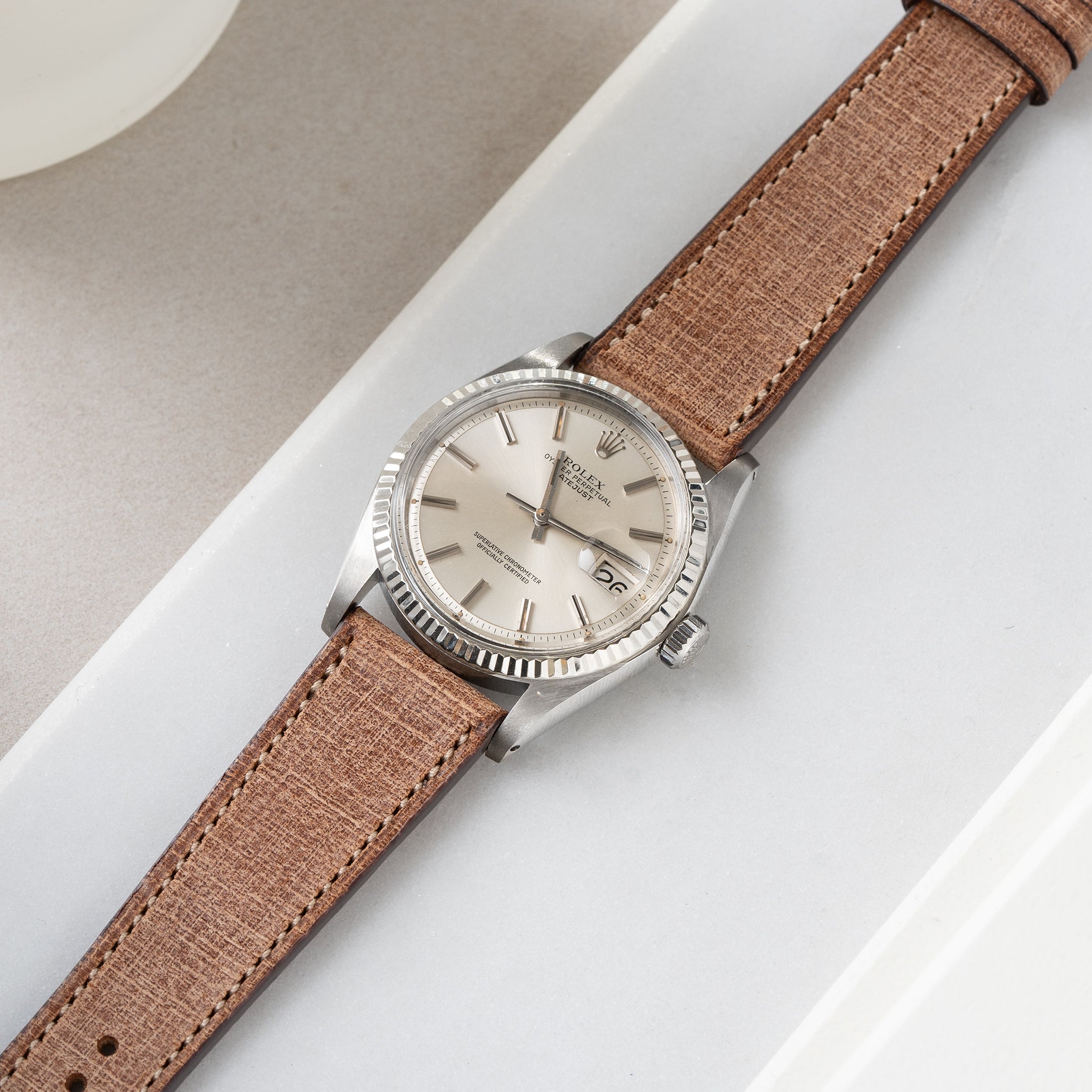 Strap for Rolex Datejust 1601 - Elegant Brown Linen Leather