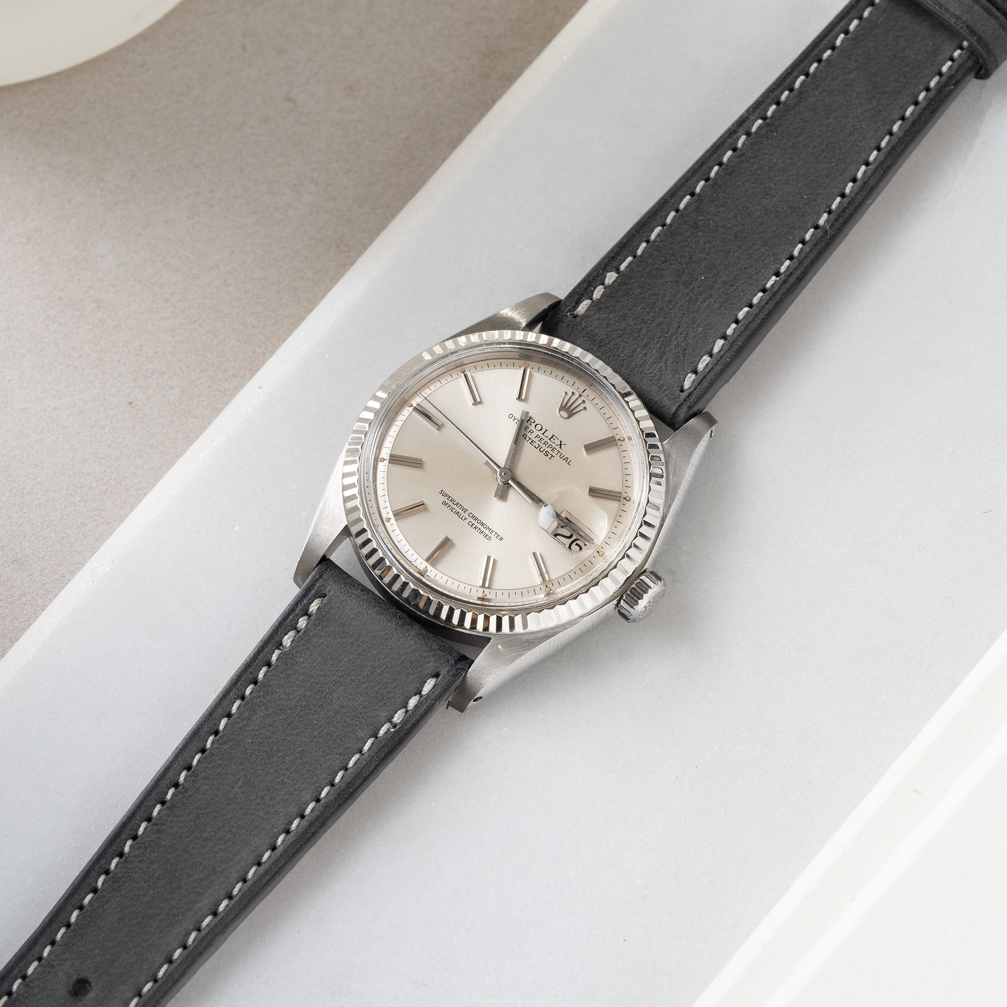 Strap for Rolex Datejust 1601 - Dark Ash Grey Leather