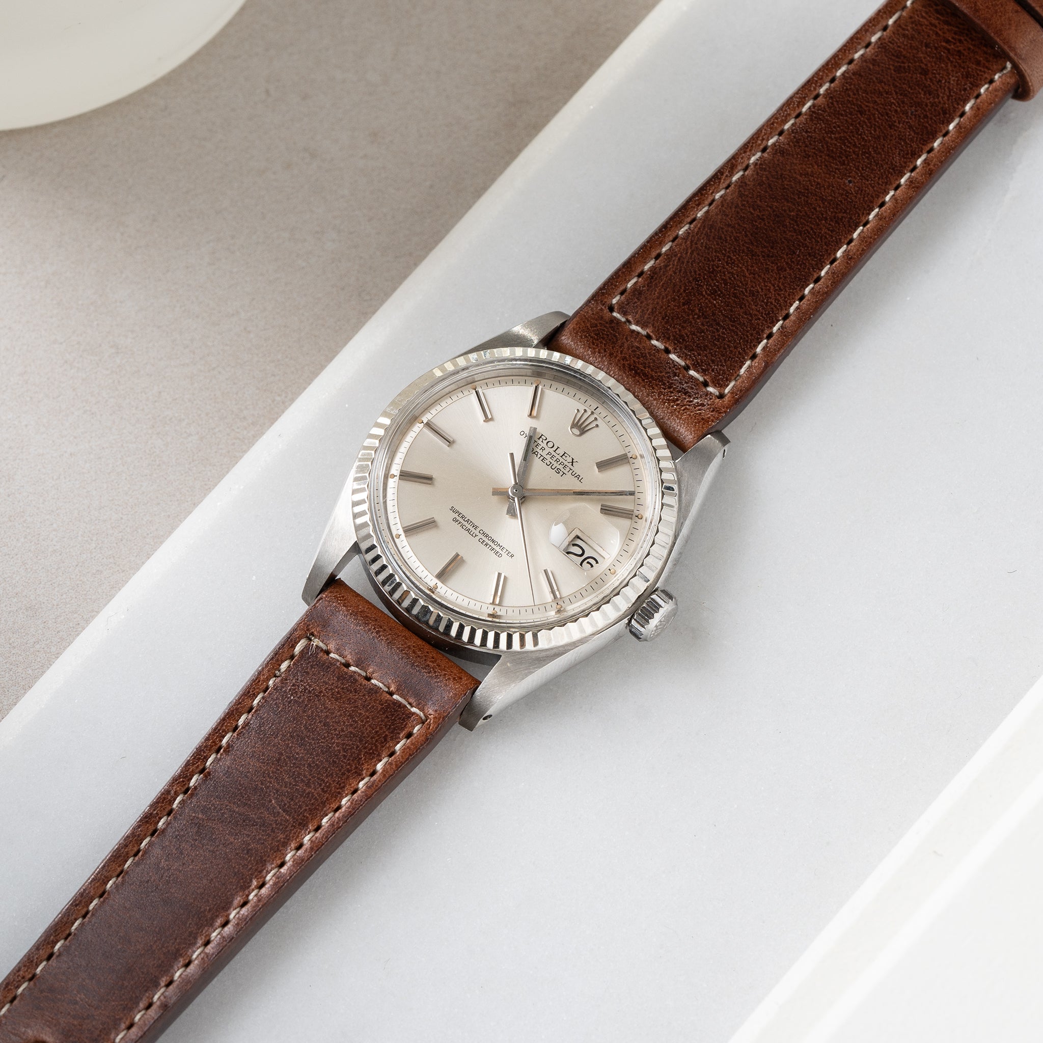 Strap for Rolex Datejust 1601 - Siena Brown Boxed Stitch Leather
