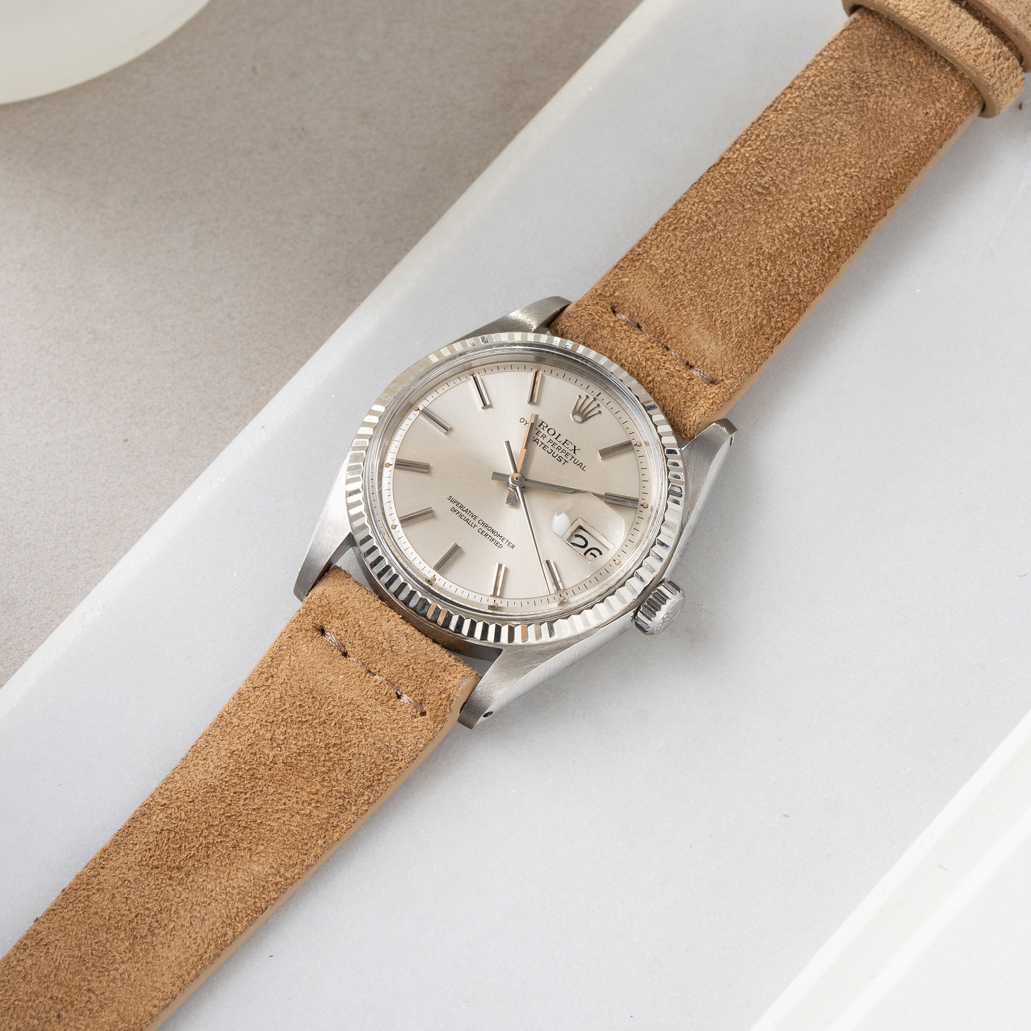 Strap for Rolex Datejust 1601 - Camel Brown Silky Suede Leather