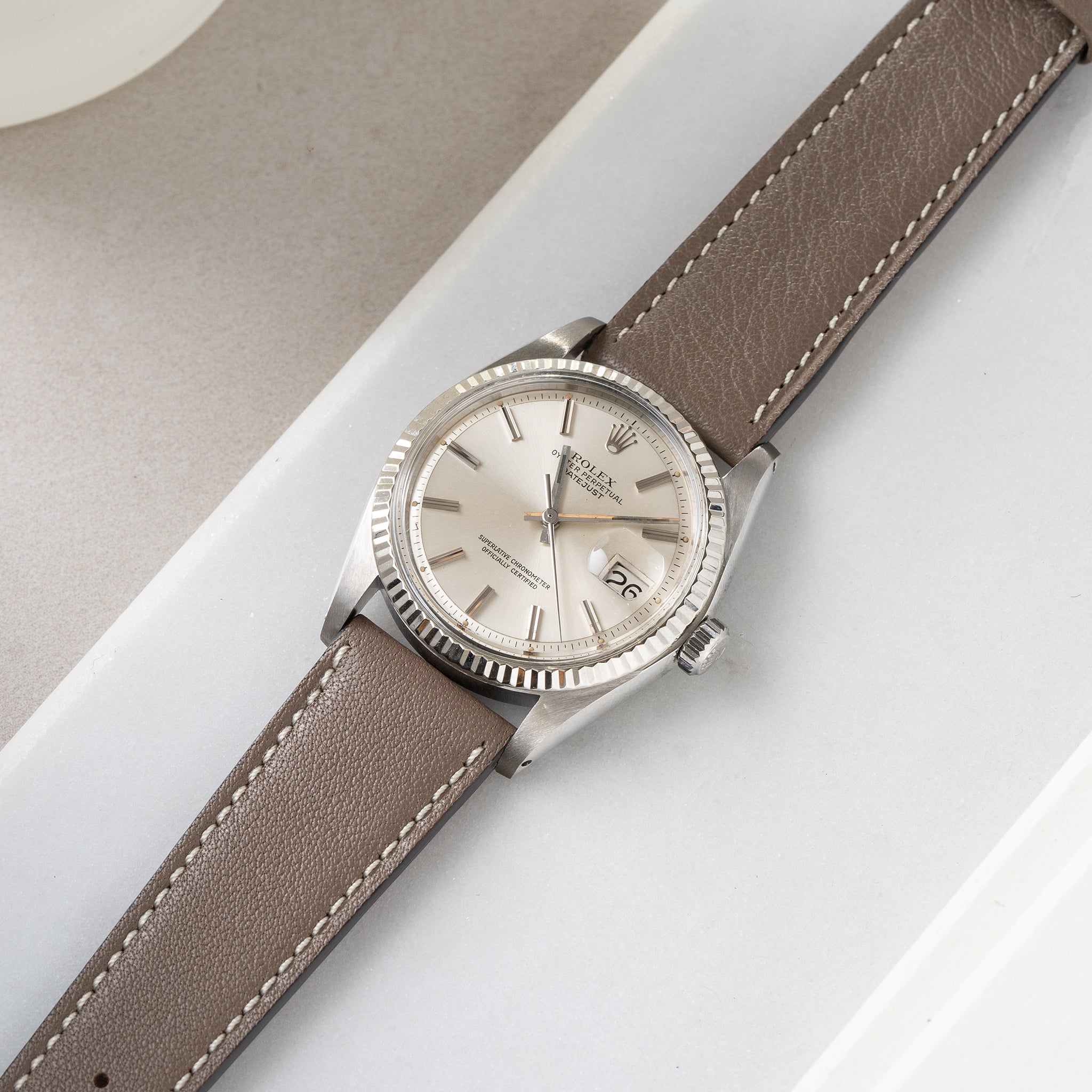 Strap for Rolex Datejust 1601 - Taupe Grey Leather