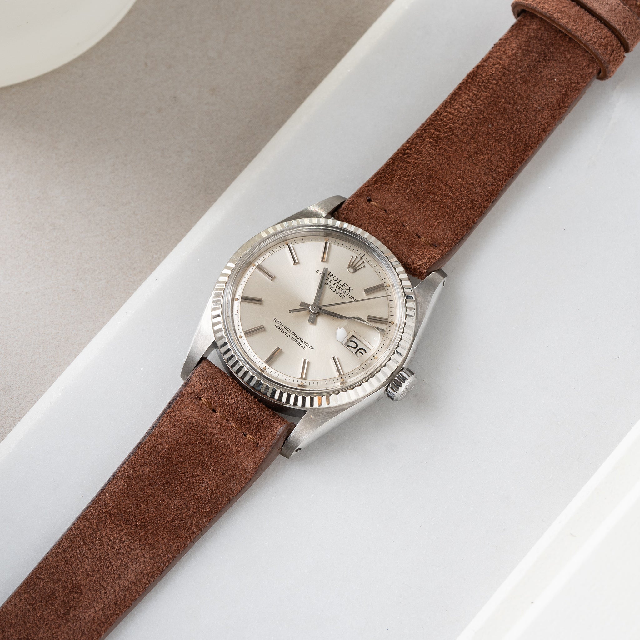 Strap for Rolex Datejust 1601 - Cognac Brown Silky Suede