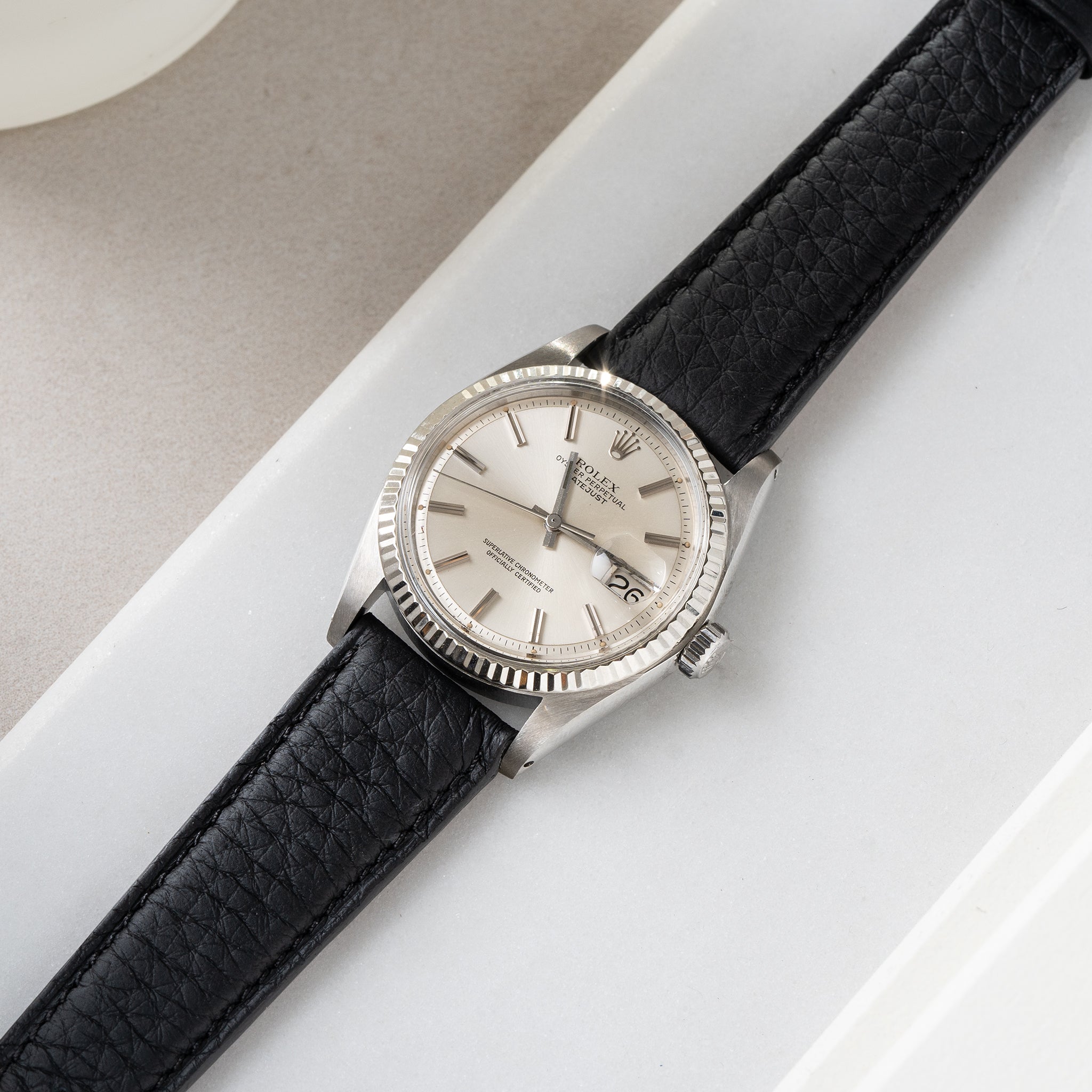 Strap for Rolex Datejust 1601 - Taurillon Black Leather