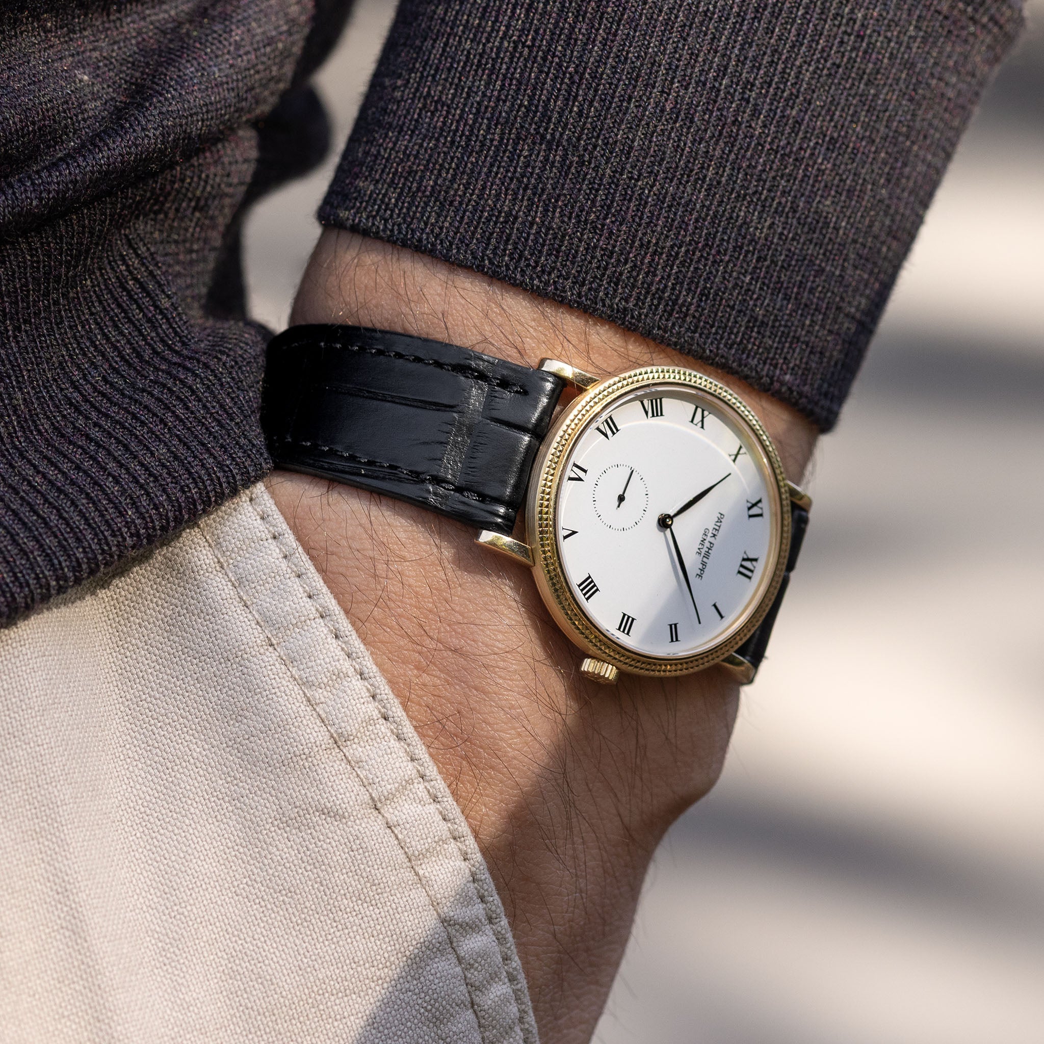 Premium Alligator Fullcut Black Watch Strap
