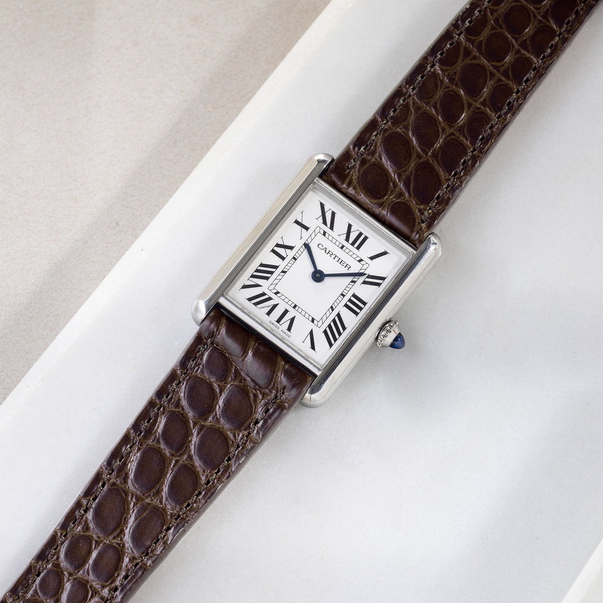Strap for Cartier Tank Must (2021 - Today) - Deep Dark Brown Alligator