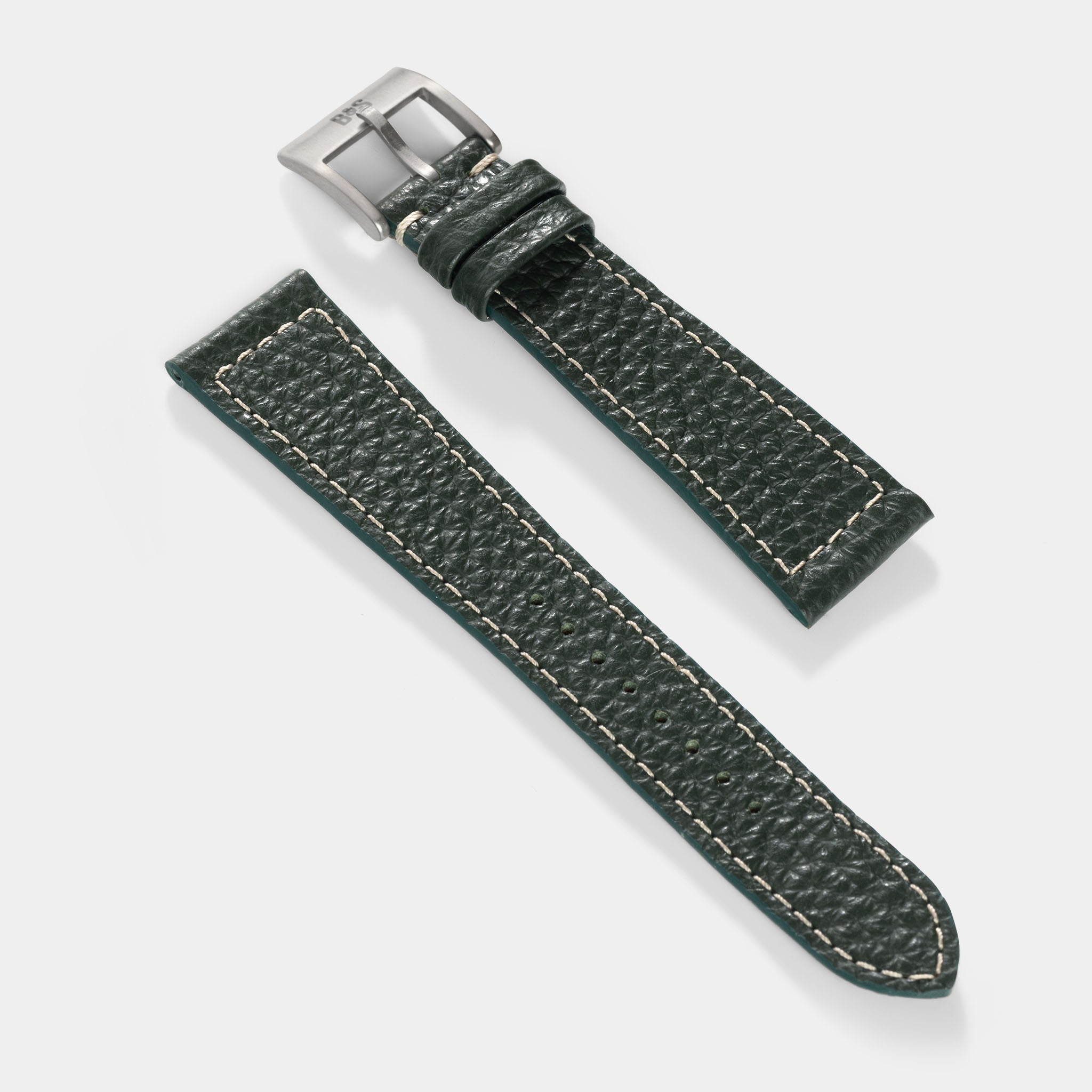 Grained Green Leather Watch Strap