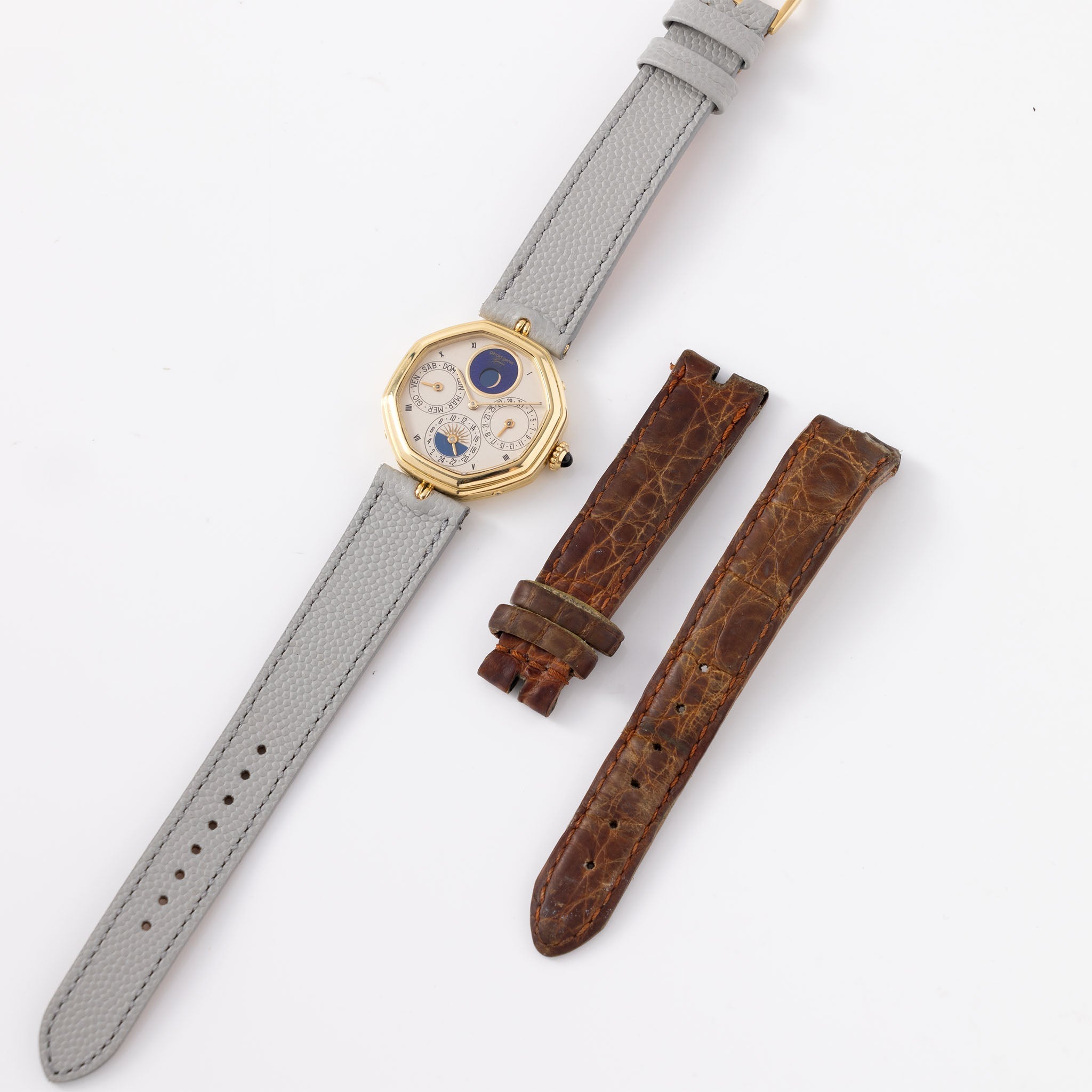 Gerald Genta “Succes“ Day Date Moon-Phase Cream Dial in 18 k yellow gold ref G2747 43