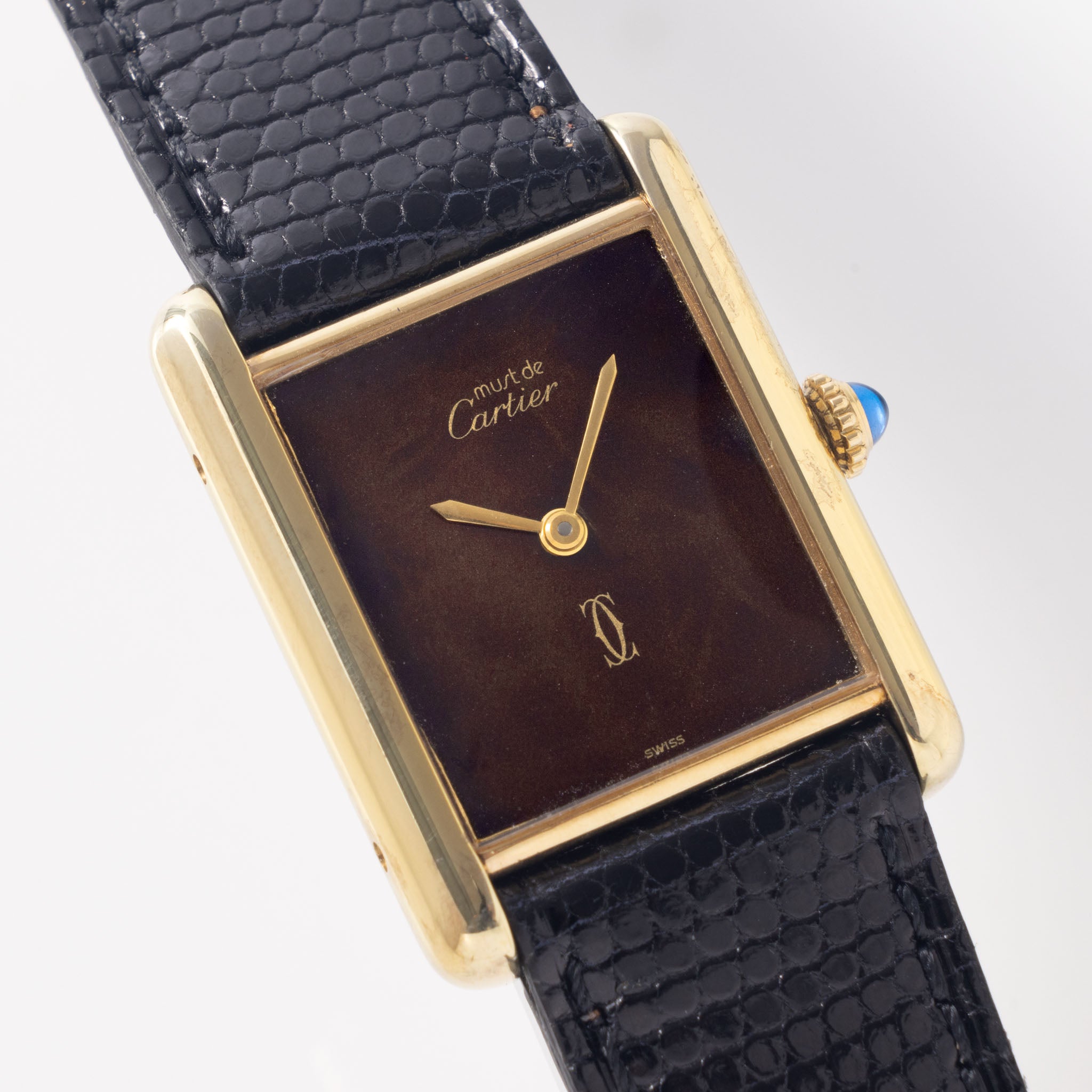 Cartier Tank must de Cartier Wood dial handwound movement big size 