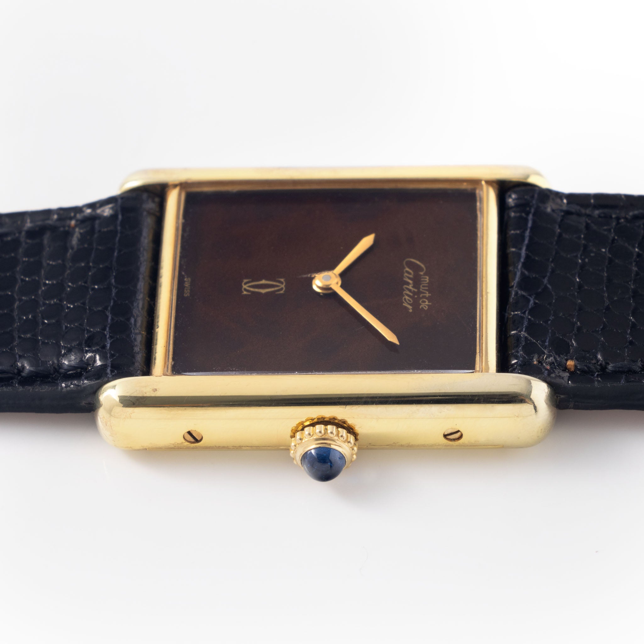 Cartier Tank must de Cartier Wood dial handwound movement big size 