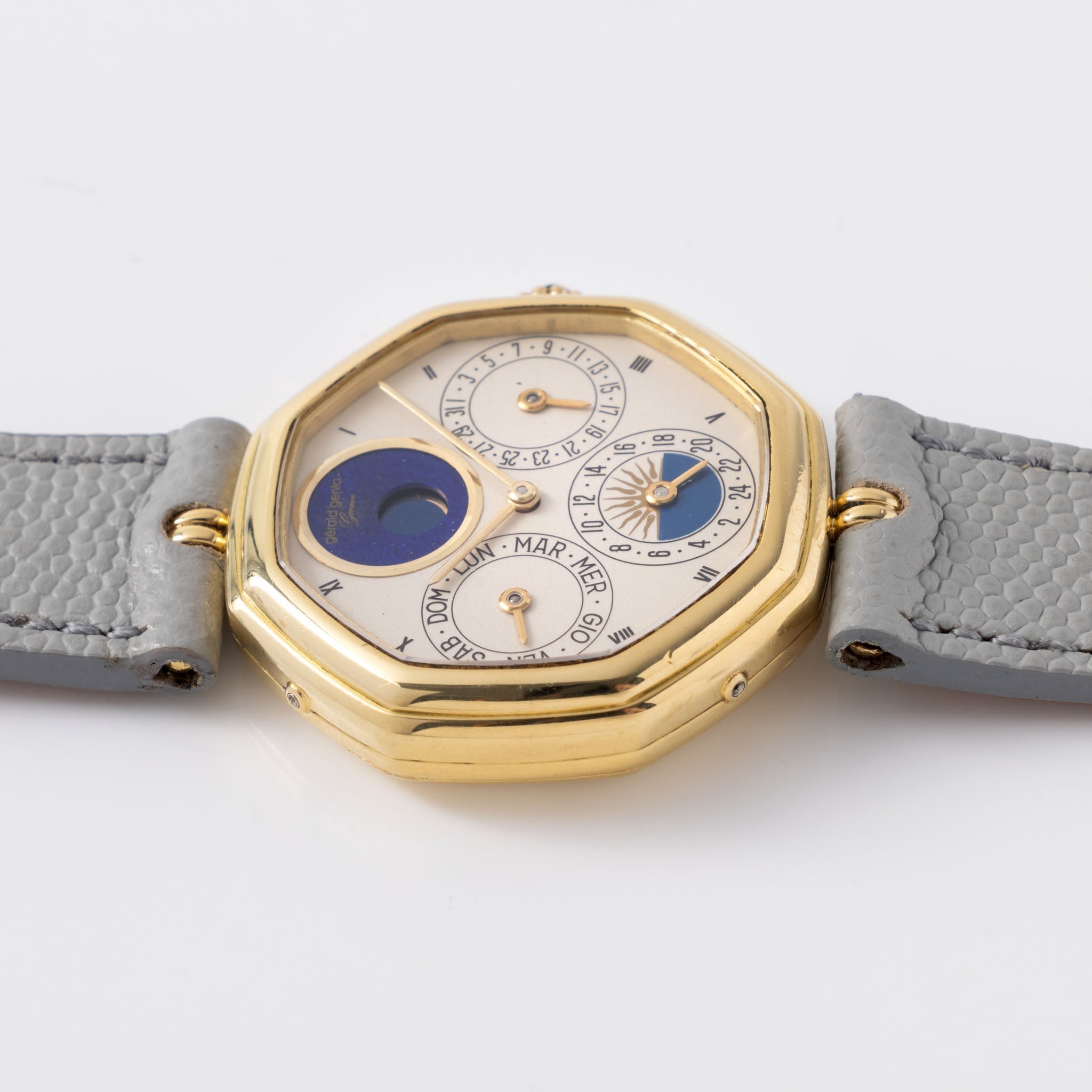 Gerald Genta “Succes“ Day Date Moon-Phase Cream Dial in 18 k yellow gold ref G2747 43