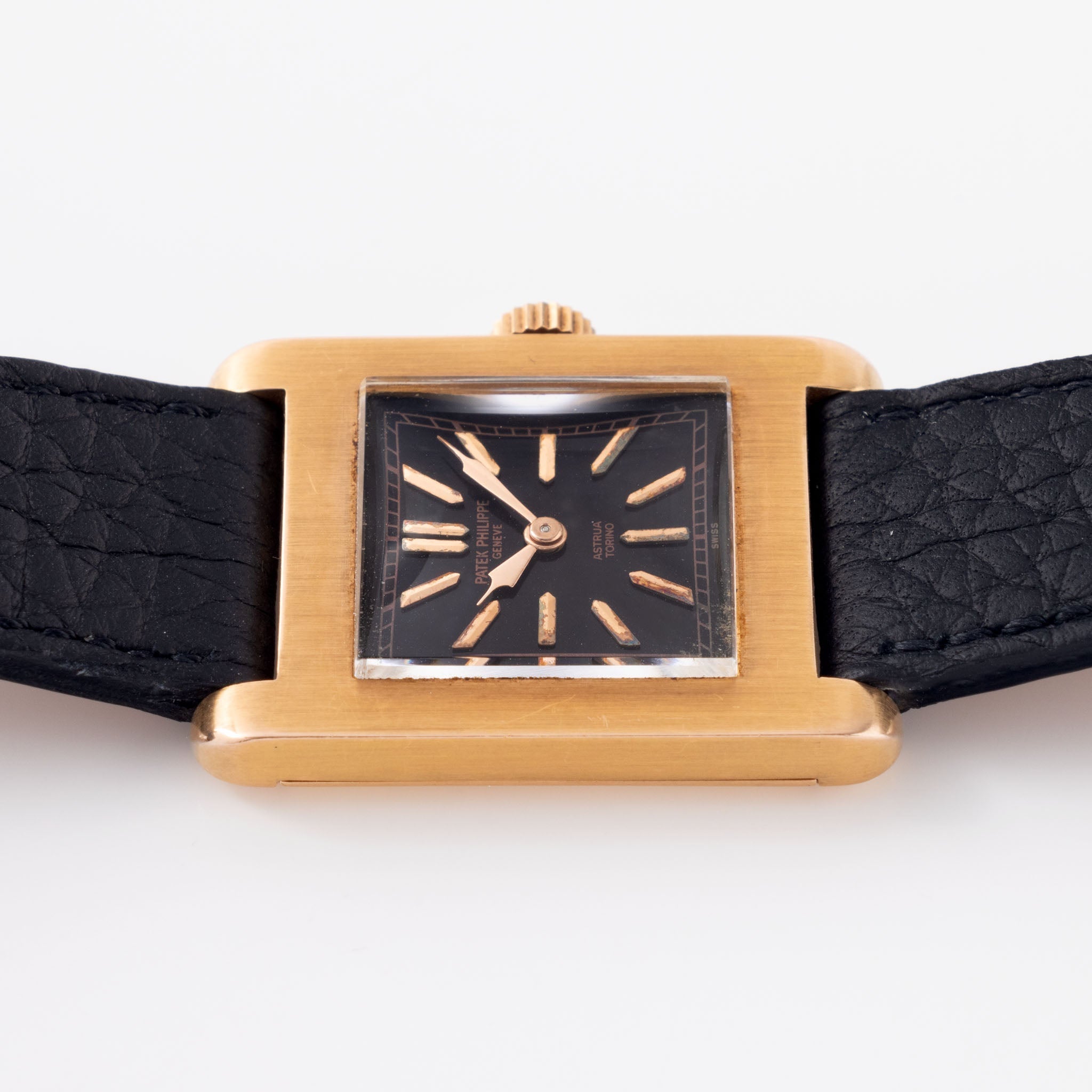Patek Philippe ref. 439 Double Signed Astrua Torino Black Dial in 18k Rose Gold