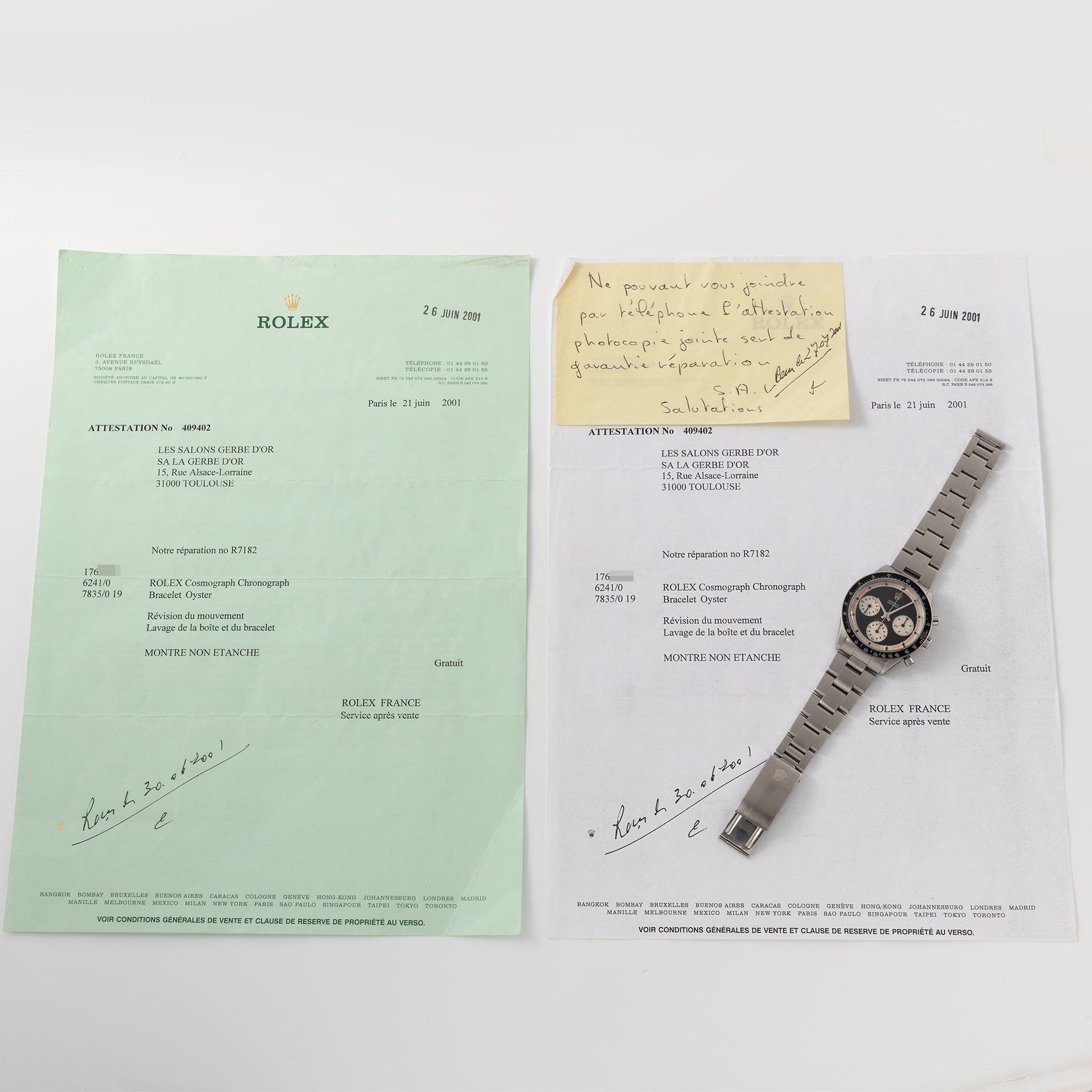 Rolex Cosmograph Daytona 6241 Black Tri-Color exotic dial with Rolex service papers