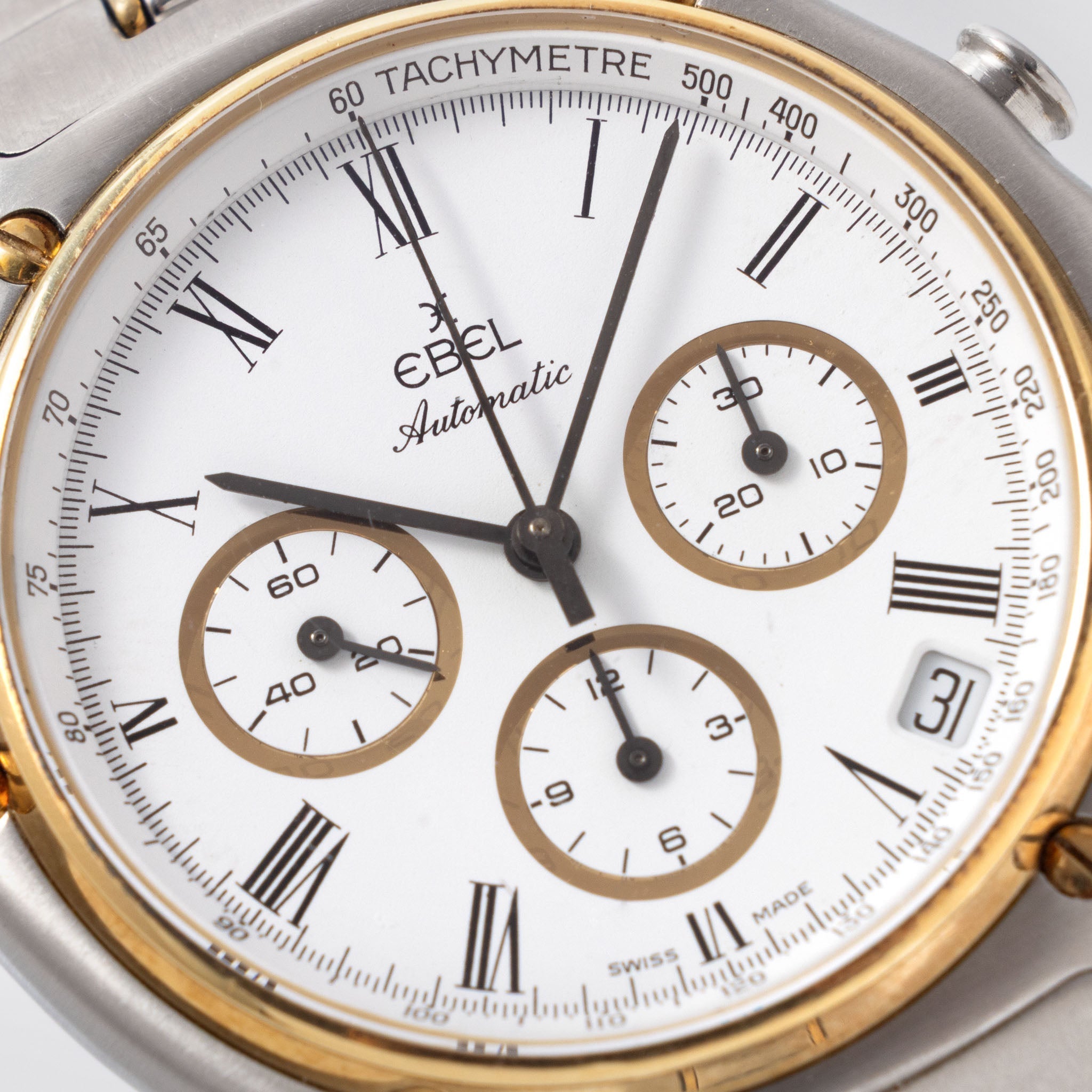 Ebel El Primero 1911 Chronograph White Dial Steel and Gold execution ref 1134901 with Box