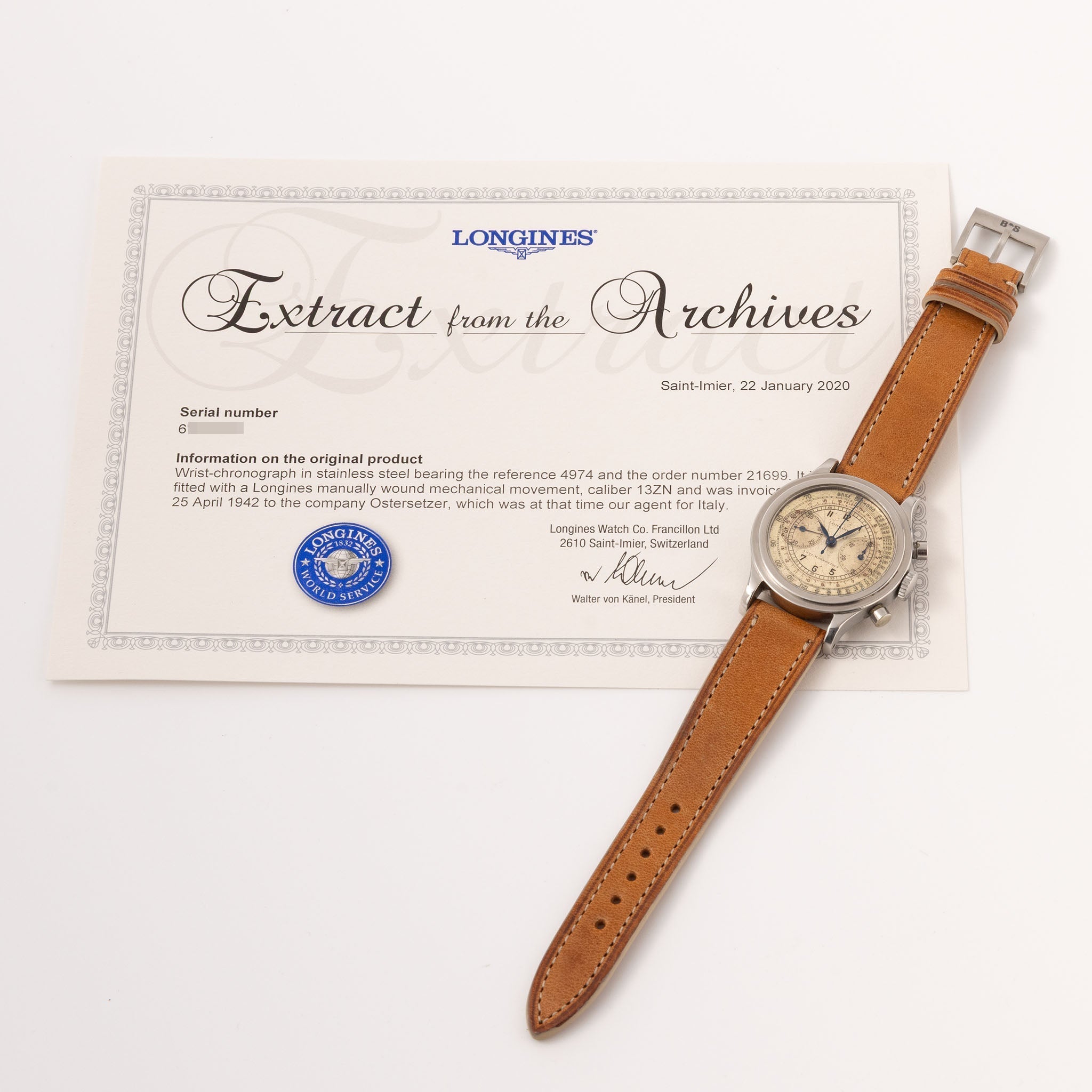 Longines "Tre Tacche" 13 ZN Stepcase Chronograph ref 4974