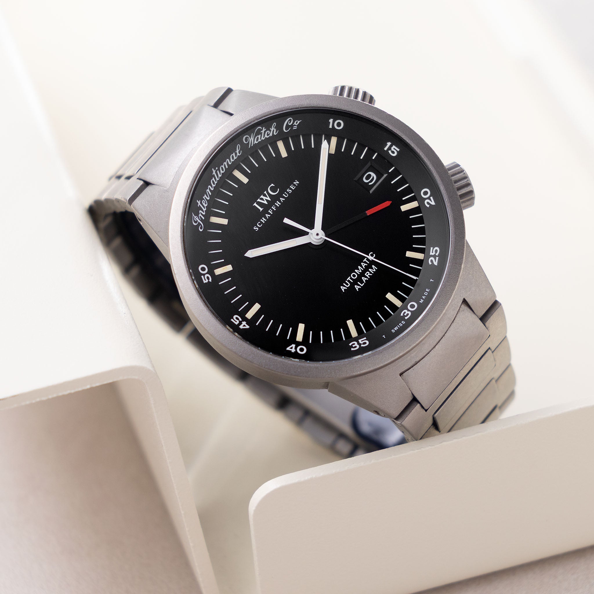 IWC GST Alarm watch black dial ref IW353701 in Titanium