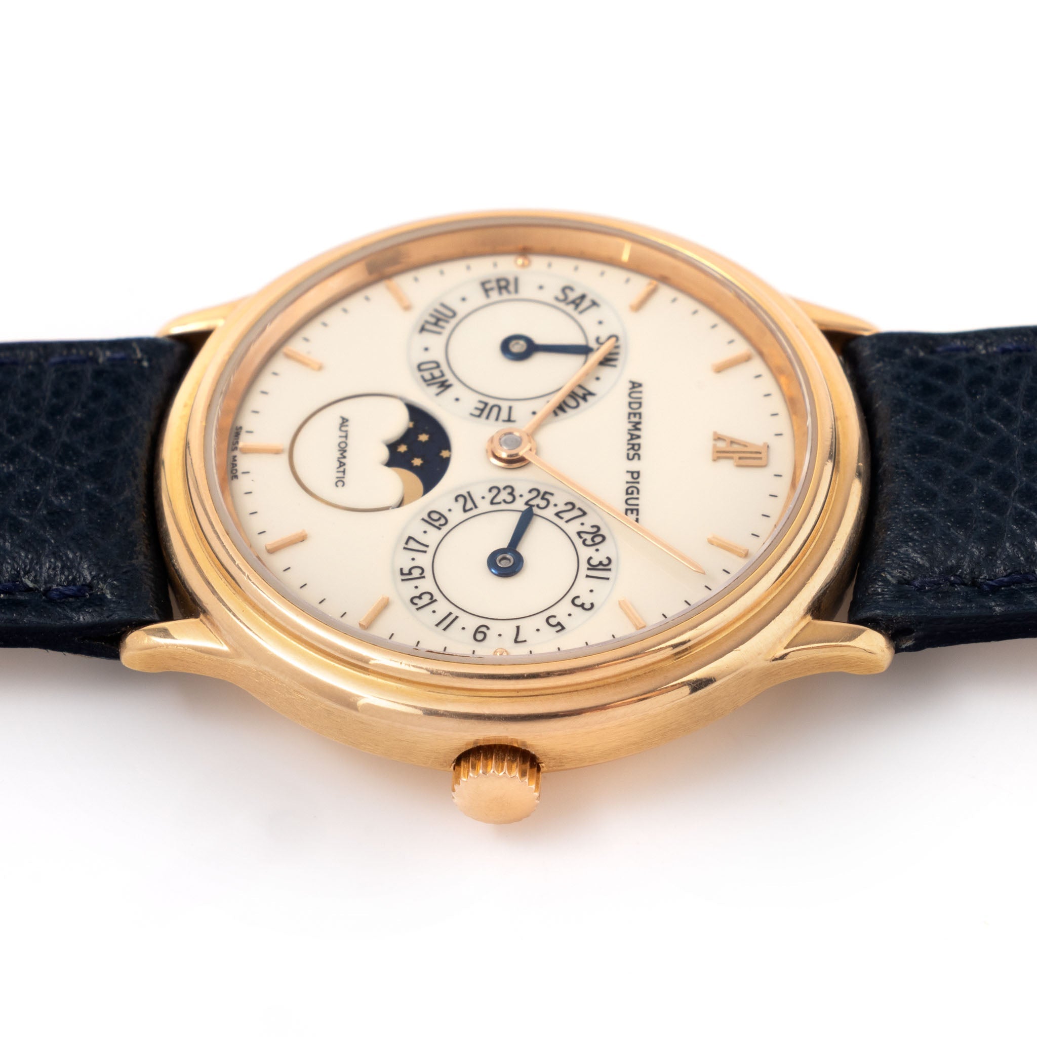 Audemars Piguet Day-Date Moonphase ref. 25589OR in 18k Rose Gold Porcelain Cream Dial with original warranty Paper