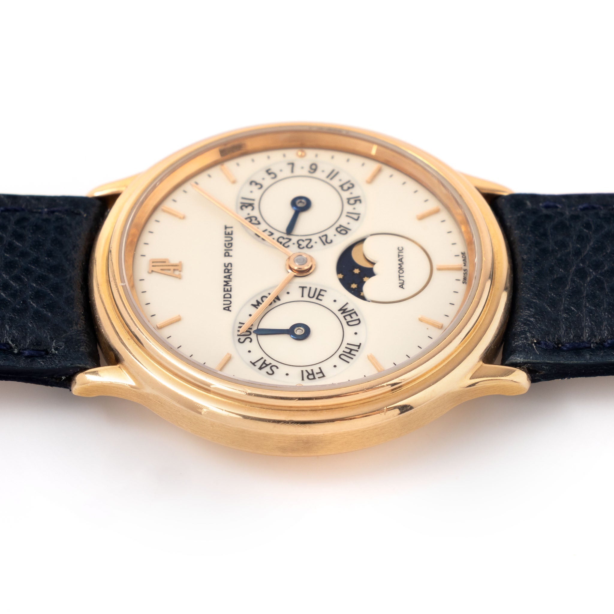 Audemars Piguet Day-Date Moonphase ref. 25589OR in 18k Rose Gold Porcelain Cream Dial with original warranty Paper