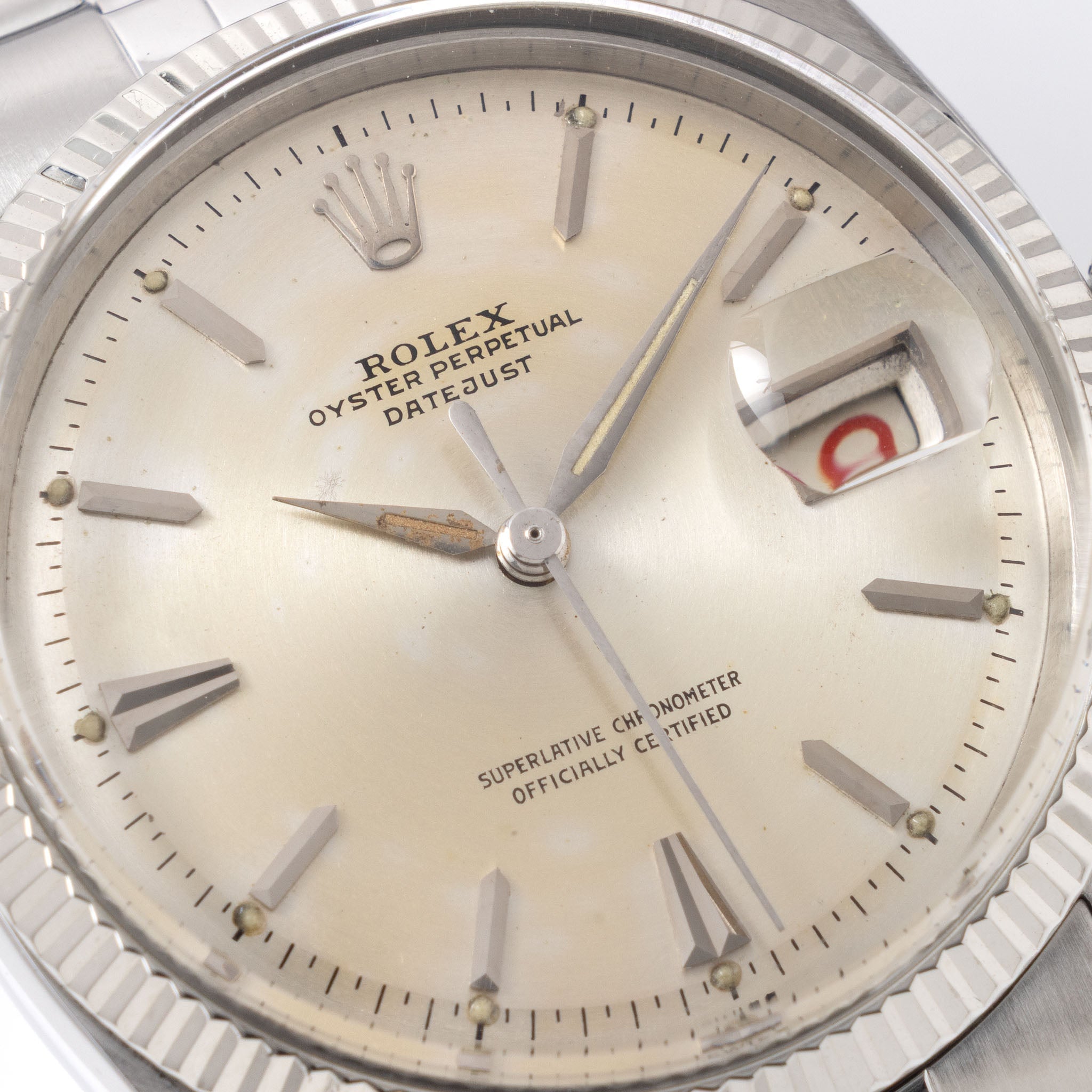 Rolex Datejust 6605 Silver Circular Finish Dial with Roulette Date