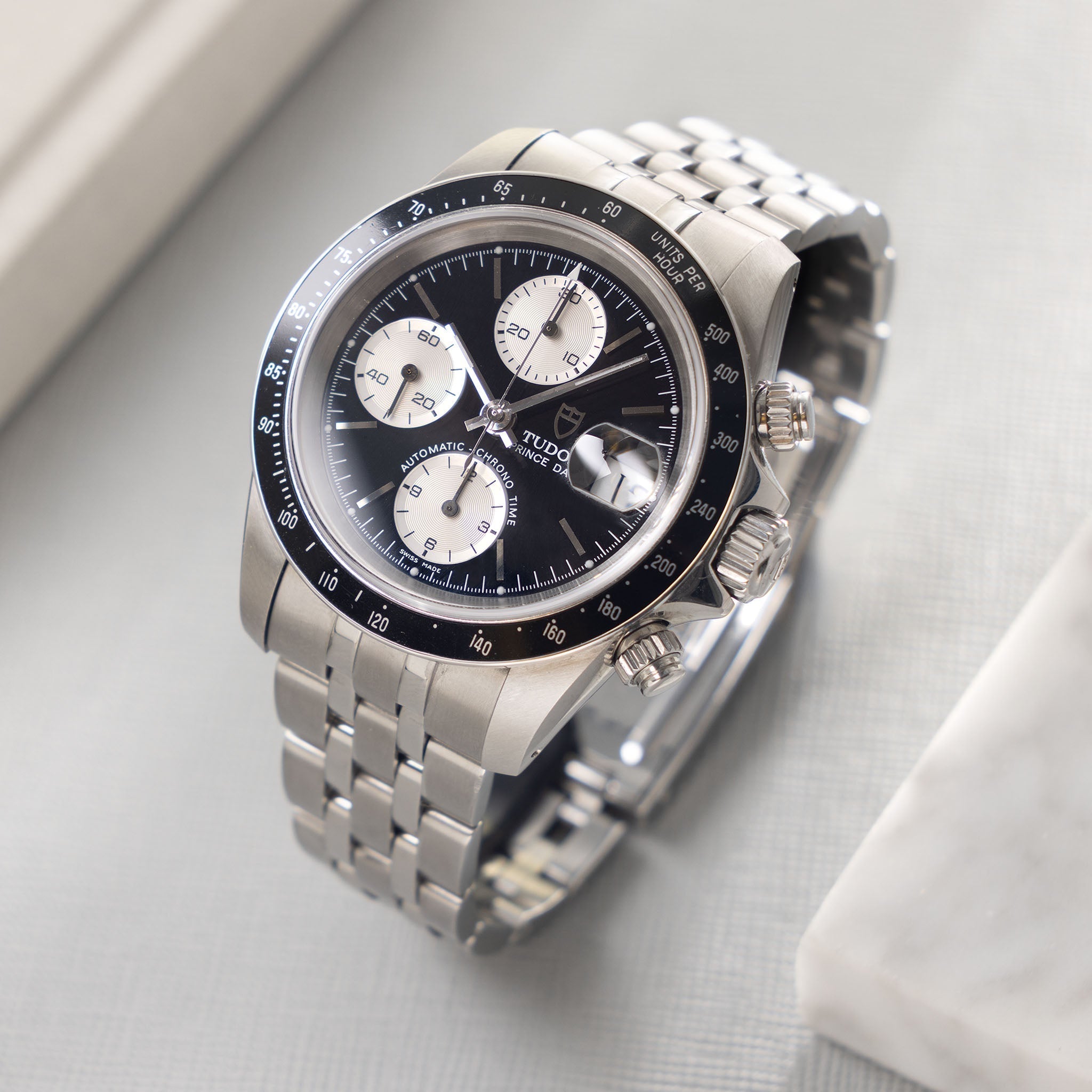 Tudor Prince Date "Small block" Chronograph Black Dial ref. 79260