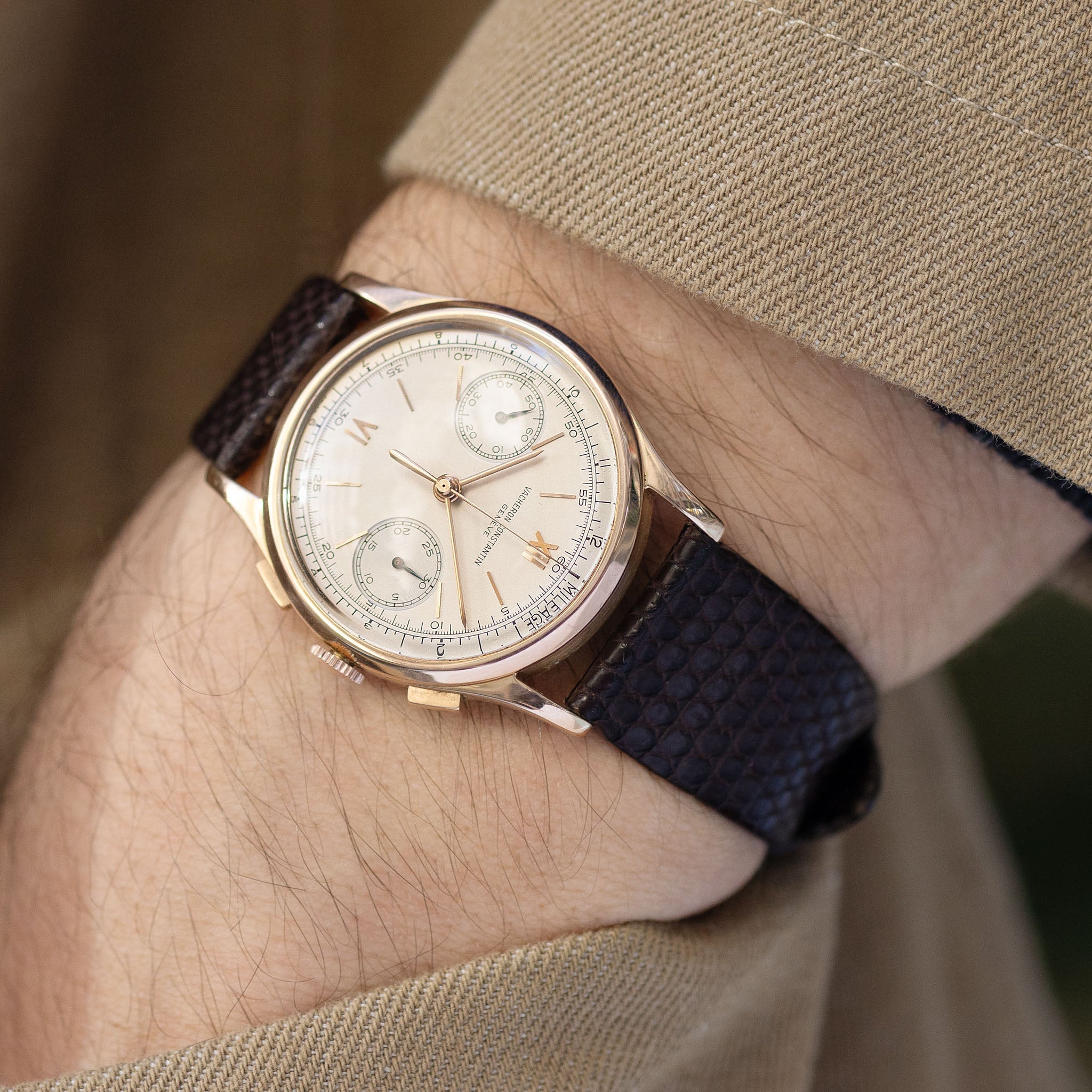 Vacheron Constantin Chronograph ref. 4072 in 18k Rose Gold Cream dial with Extract of the Archives
