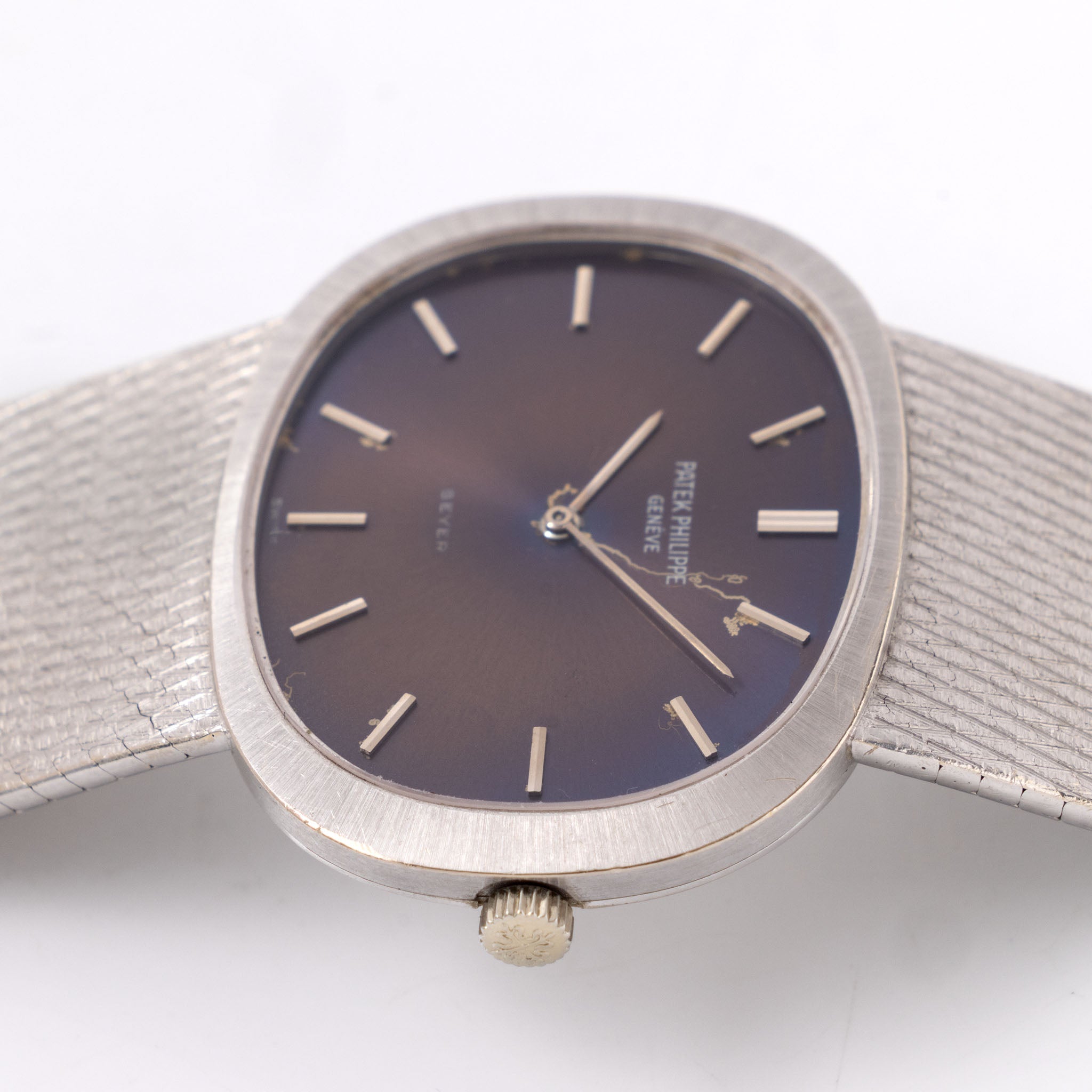 Patek Philippe Golden Ellipse in 18k White Gold ref 3545 Double Signed Beyer Colour Changed Dial “Lightning Bolt “