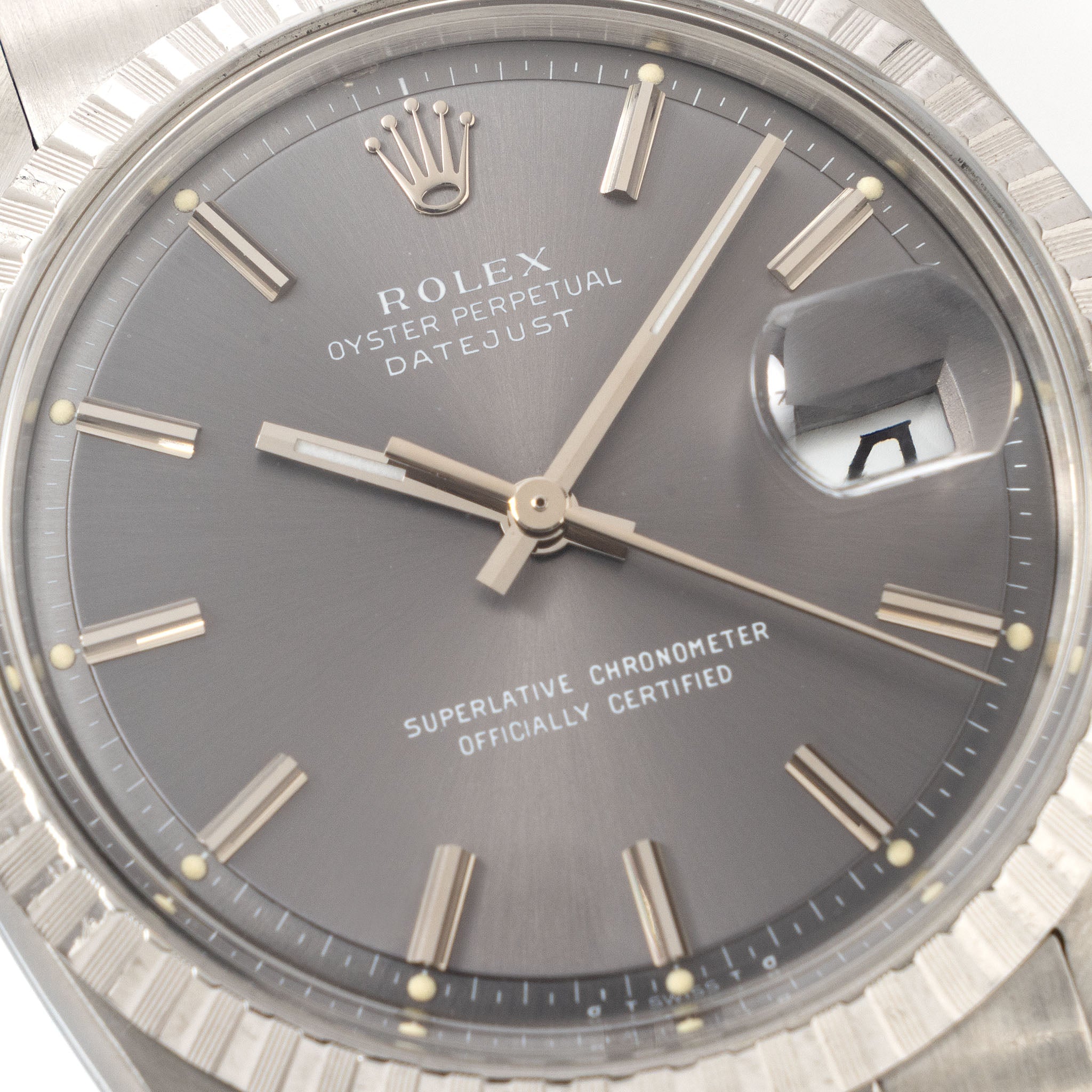 Rolex Datejust 1603 Grey Soleil Pie-Pan Dial