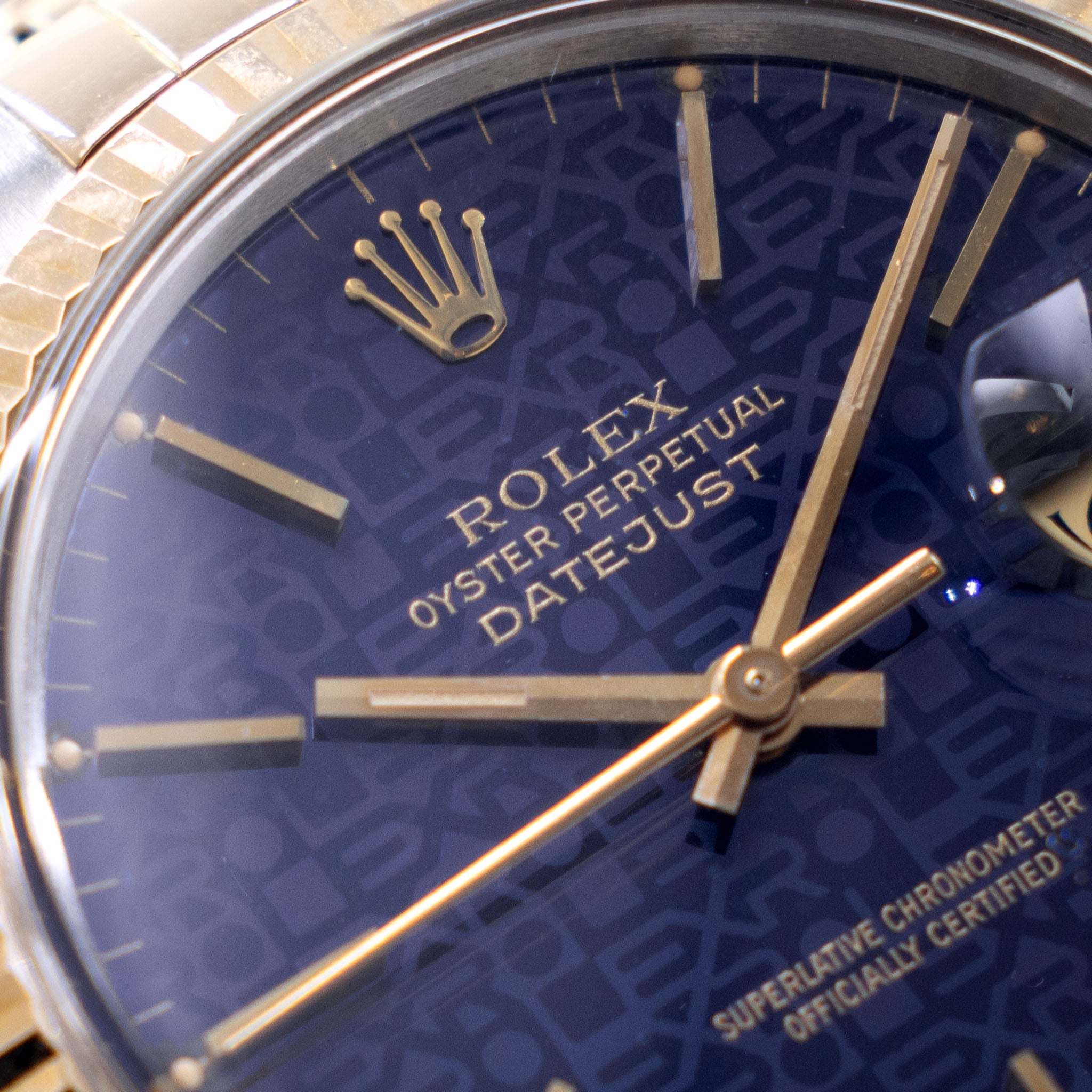Rolex Datejust 16013 Blue Jubilee/Computer Dial in Steel and Gold with Original Box and Papers