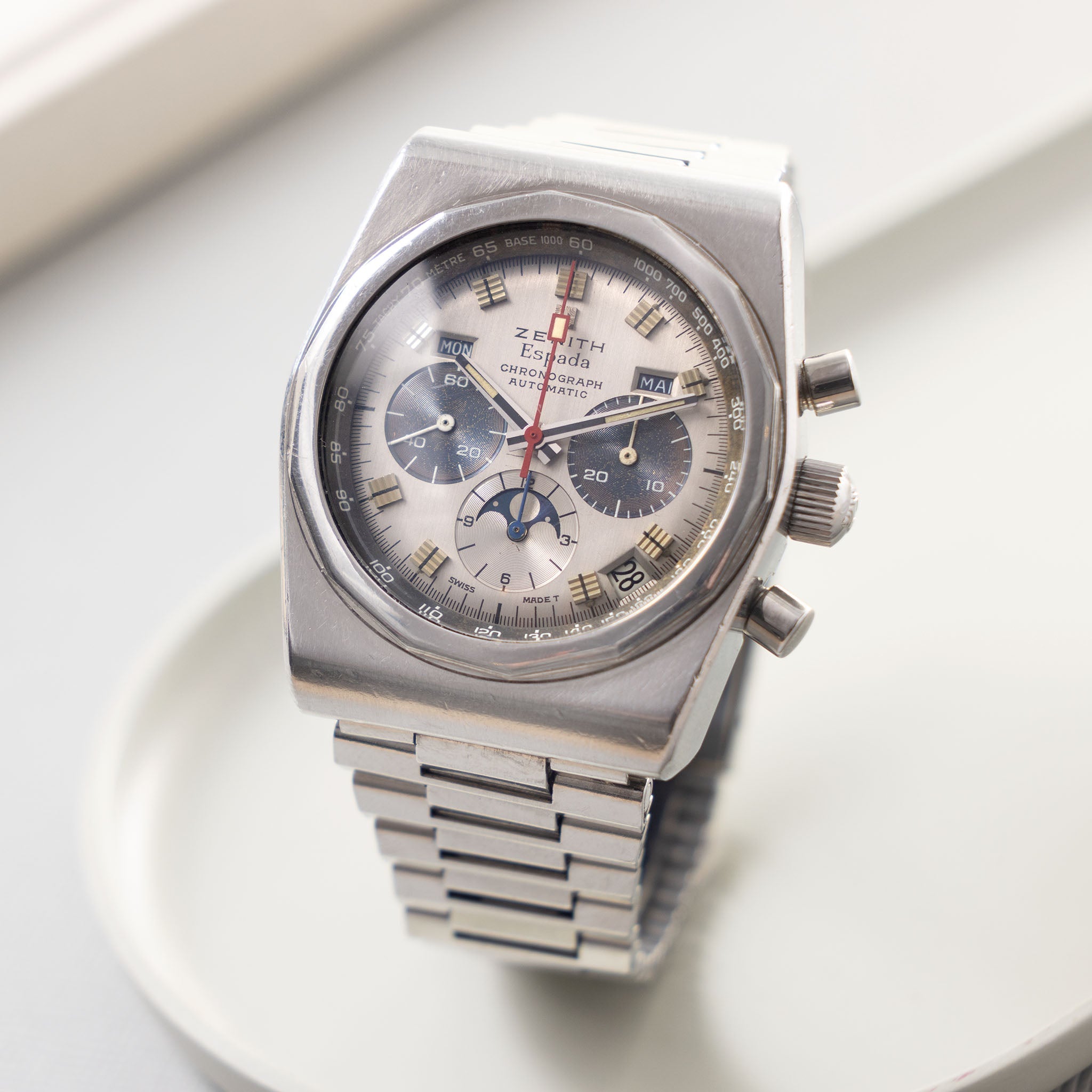Zenith Espada silver dial Day-Date Chronograph ref 01.0040.418