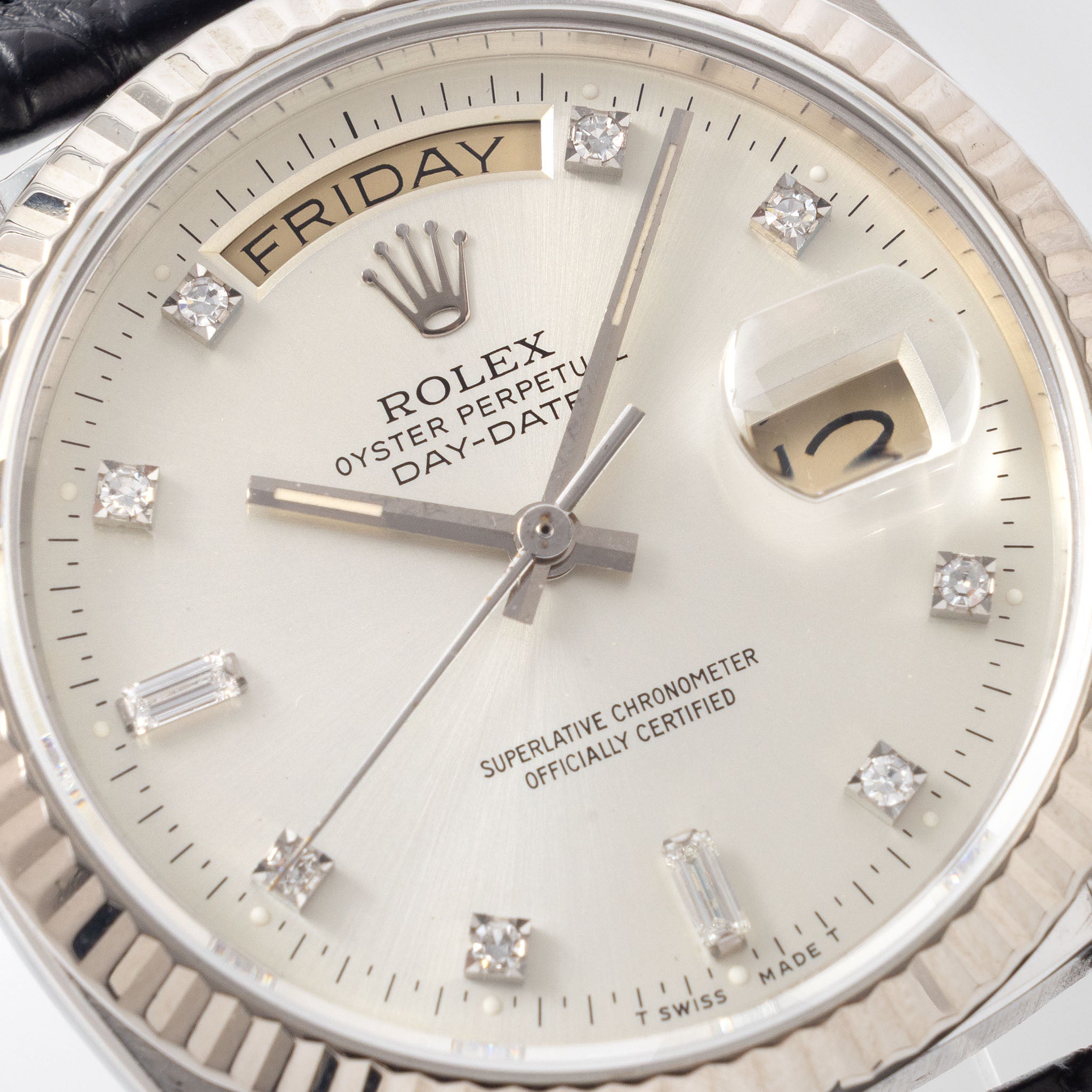 Rolex Day-Date 18039 Silver Diamond Dial in 18k White Gold