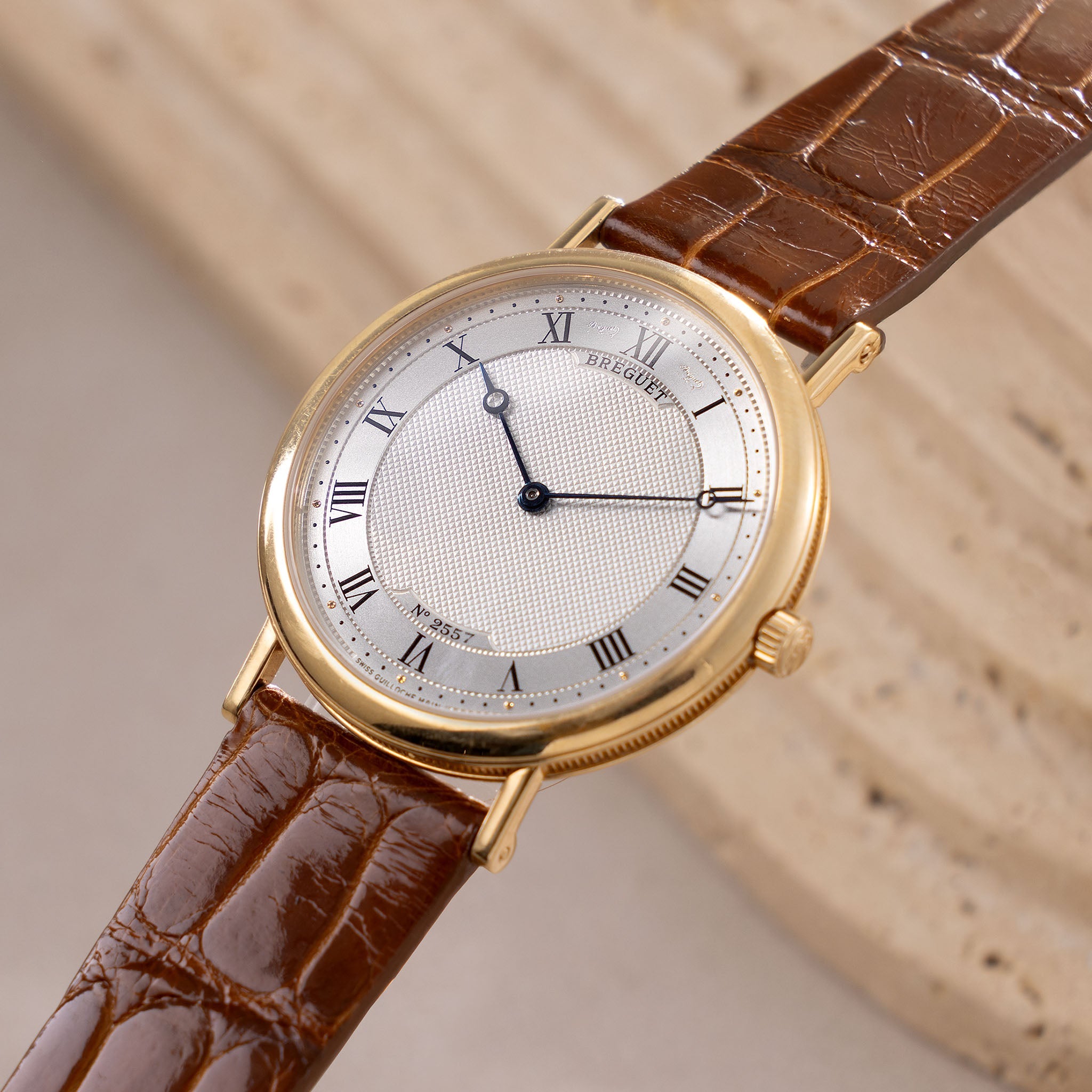 Breguet Ultra thin Classique Dress watch Guilloche dial ref 5130 in 18 k yellow gold