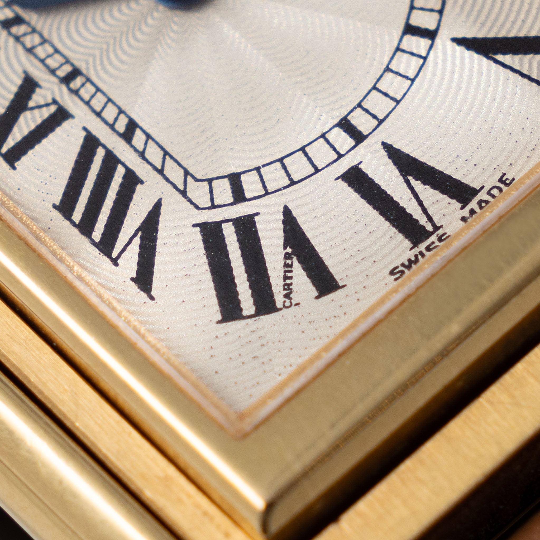 Cartier Basculante 2391 Guilloché Dial in 18k Yellow Gold Millennium Limited Edition