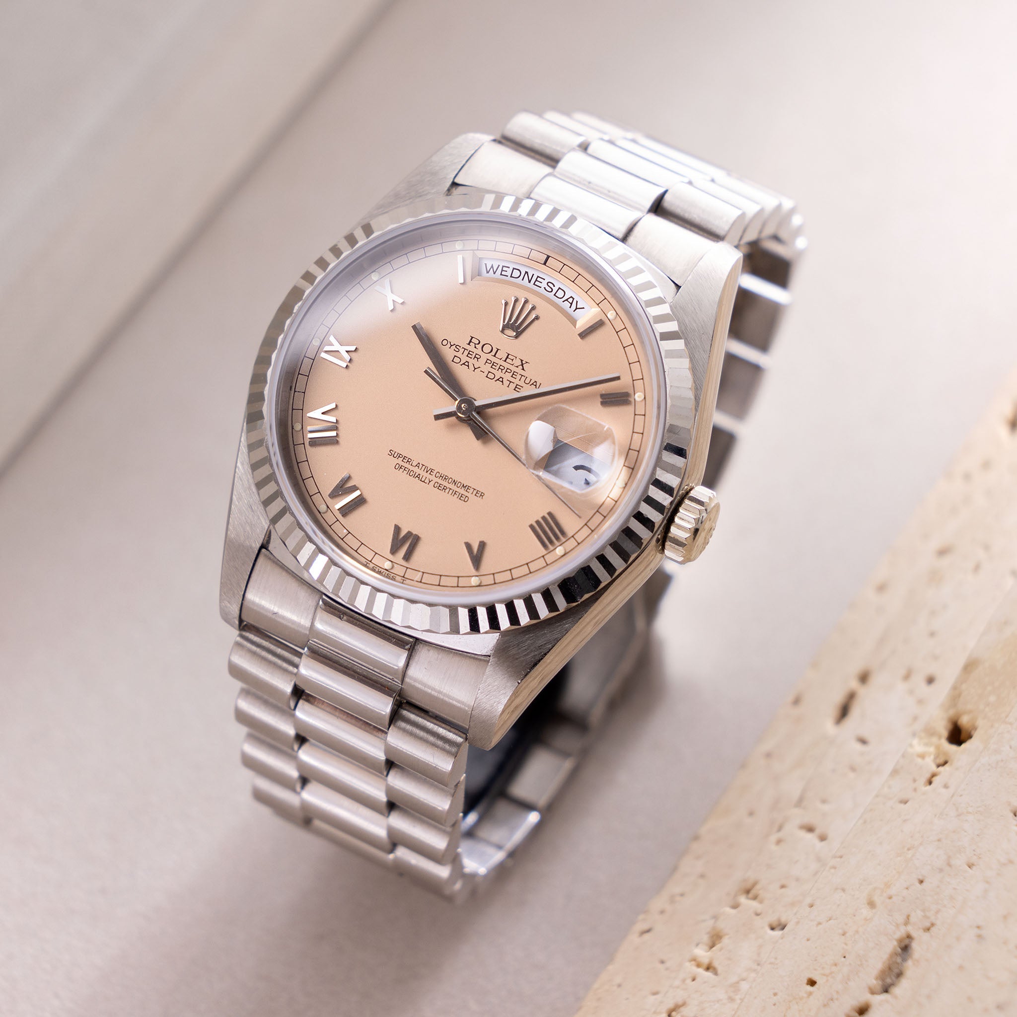Rolex Day-Date 18239 Salmon Dial in 18k White Gold