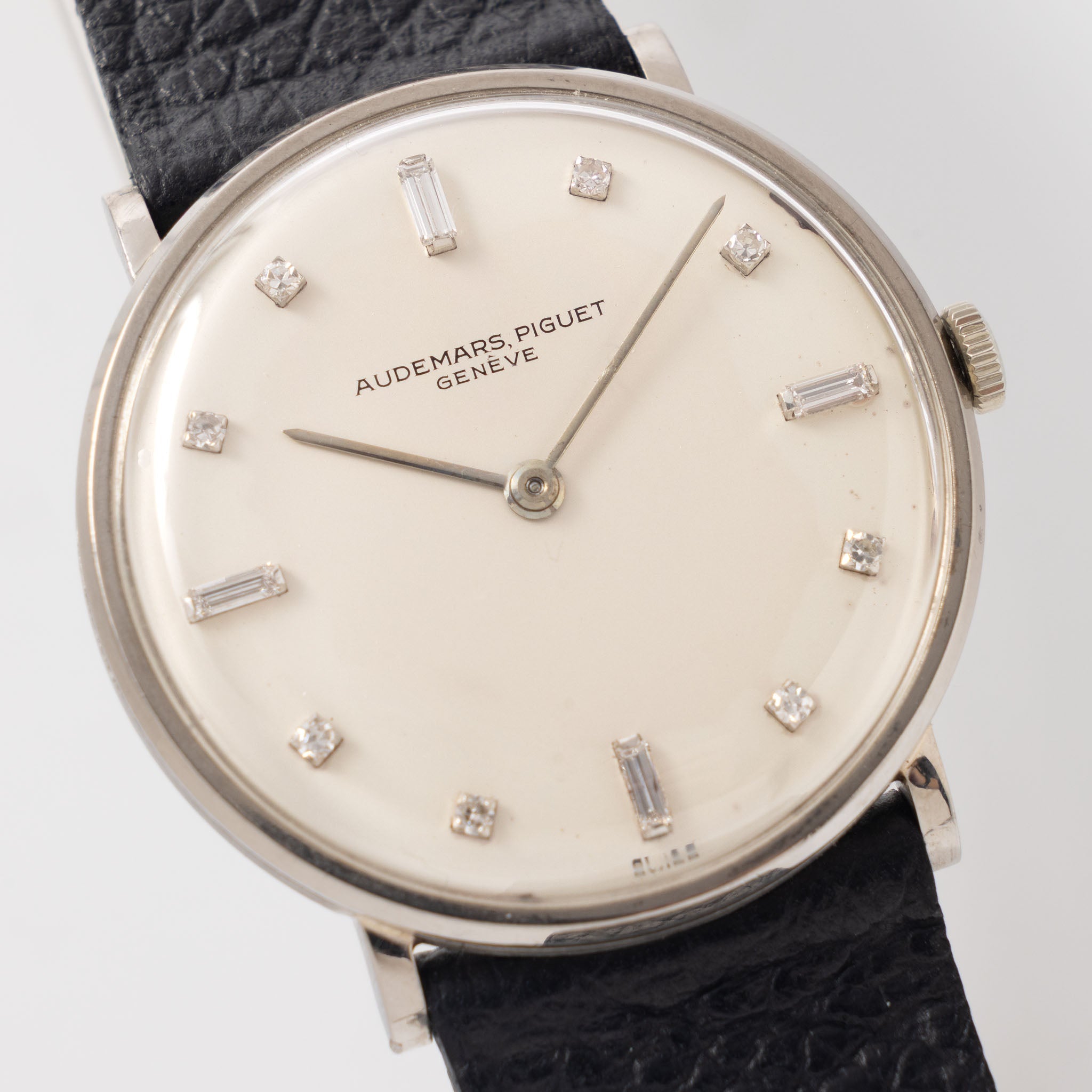 Audemars Piguet Ultra Thin Dress Watch in 18kt White Gold Silver Diamond Markers Dial