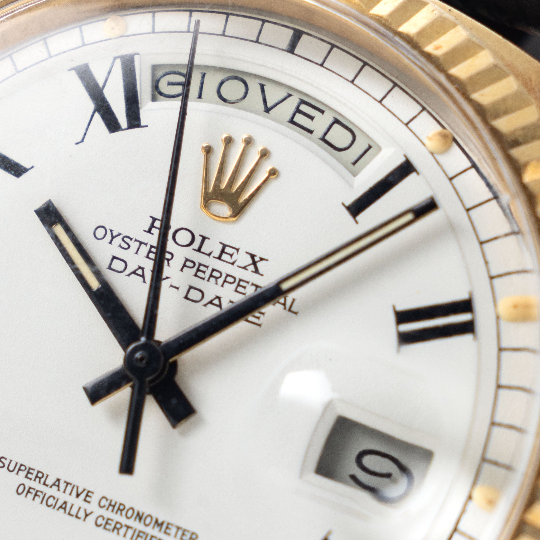 Rolex Day-Date 1803 White Buckley Dial in 18k Yellow Gold
