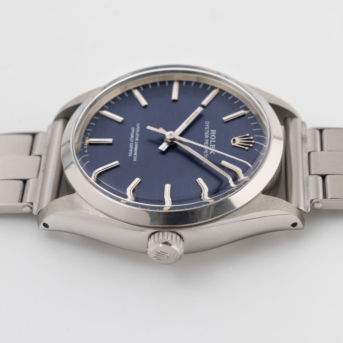 Rolex Oyster Perpetual 1002 Horizontal Brushed Blue Dial