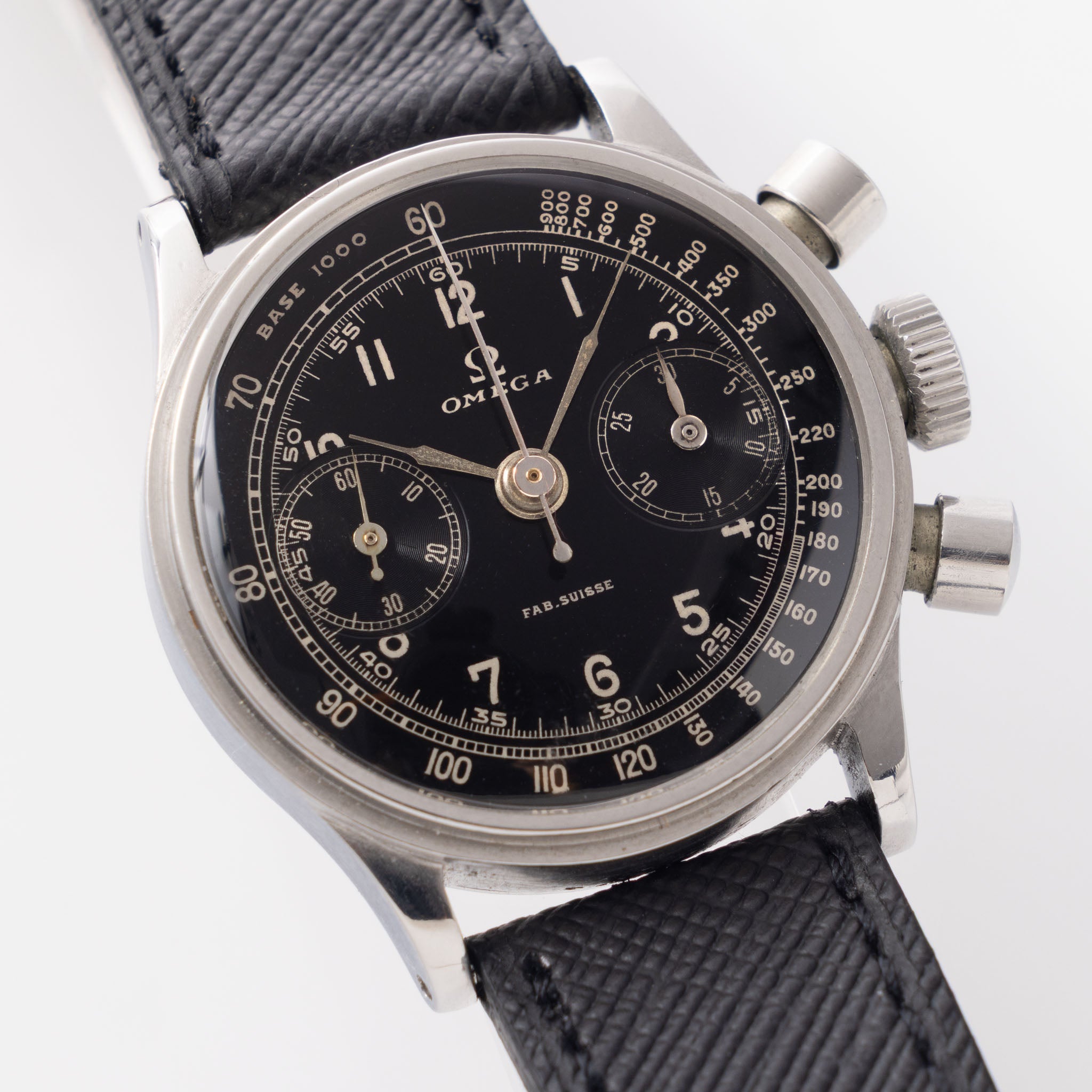Omega Chronograph 28.9 Movement Screw-down Case Black Dial Chronograph
