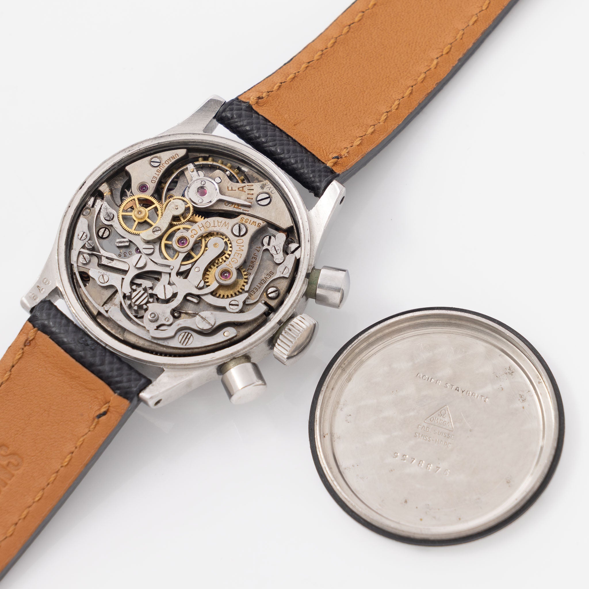 Omega Chronograph 28.9 Movement Screw-down Case Black Dial Chronograph
