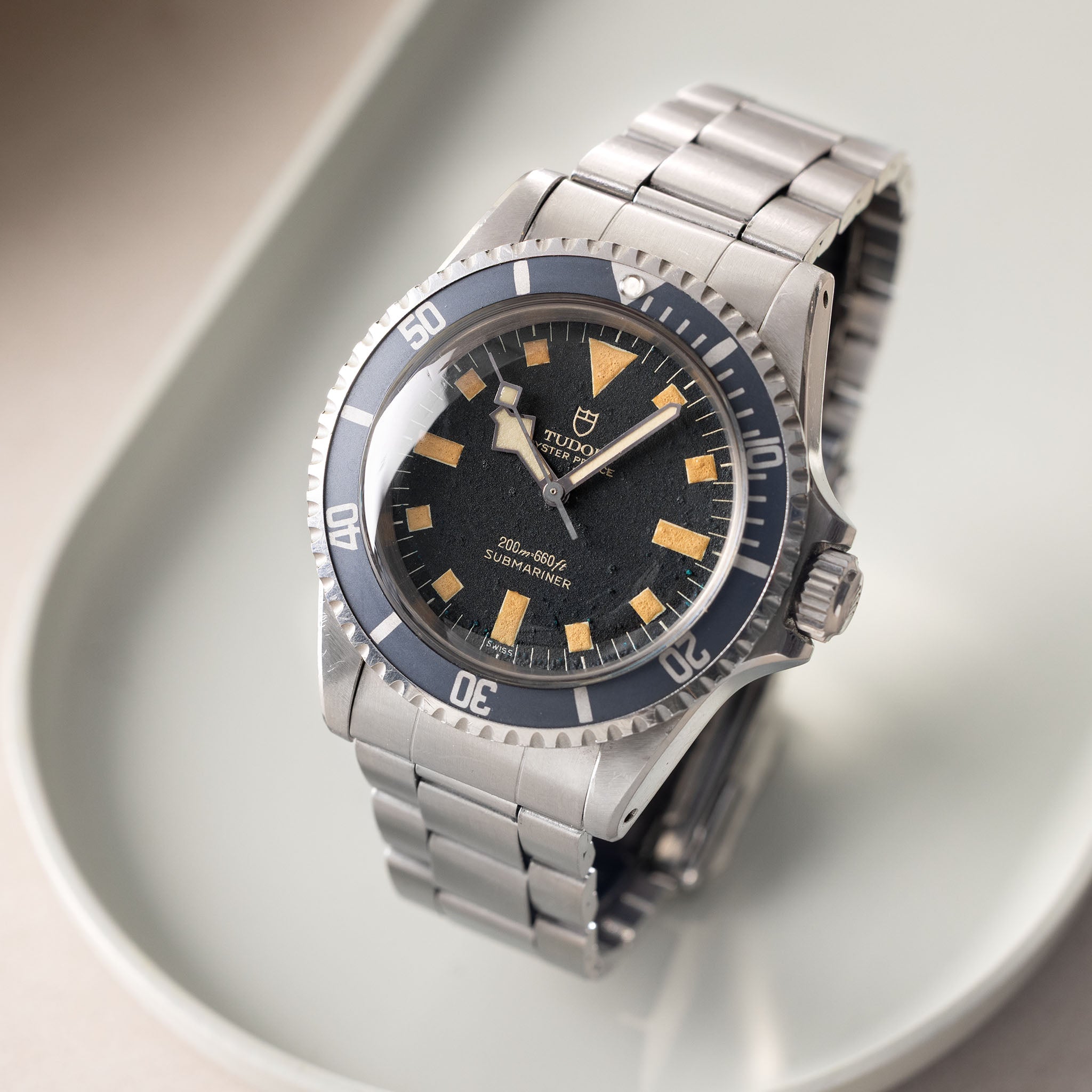 Tudor Submariner No Date Black Snowflake SWISS only dial with original box and paper ref 7016/0