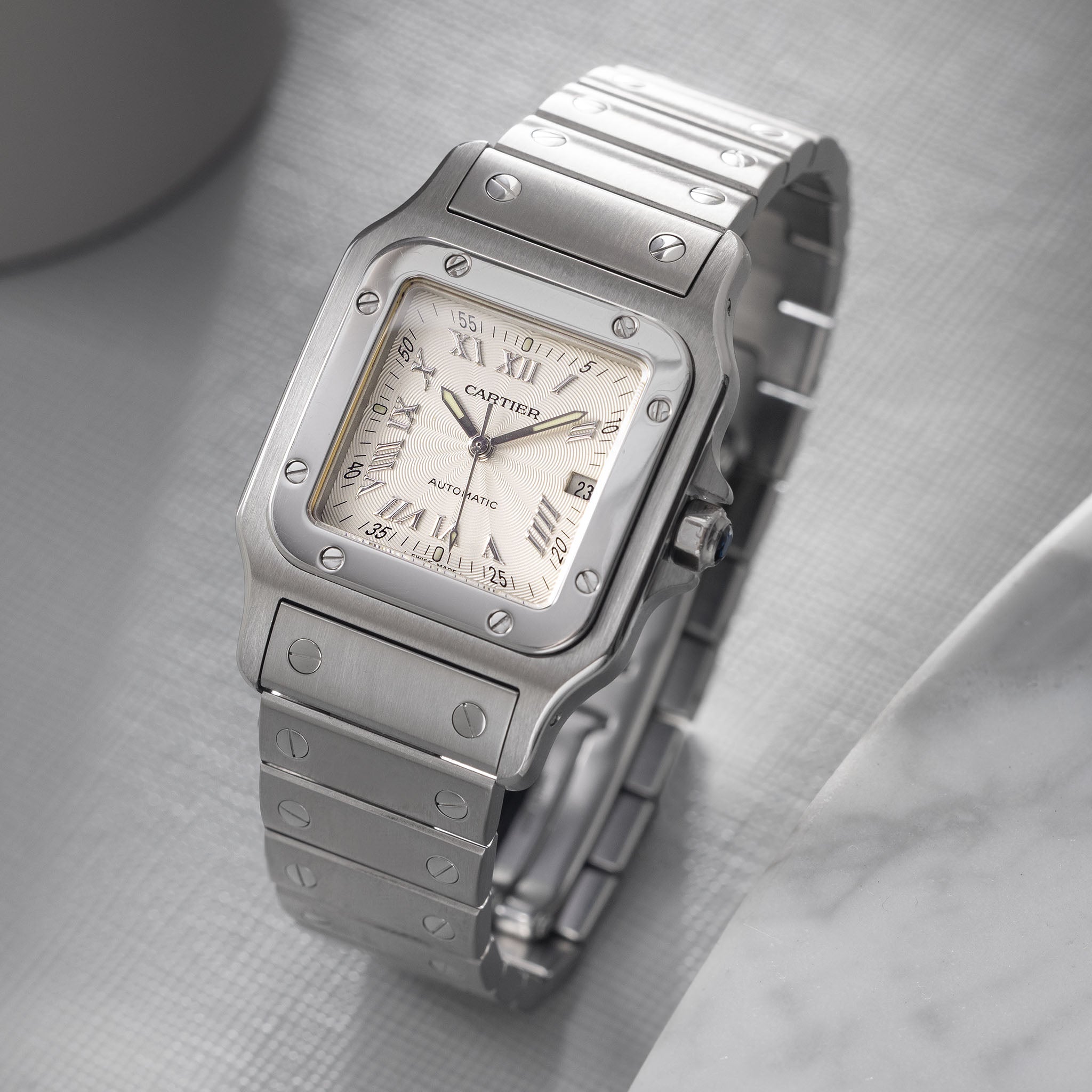 Cartier Santos Galbée 2319 Automatic Silver Guilloché Dial