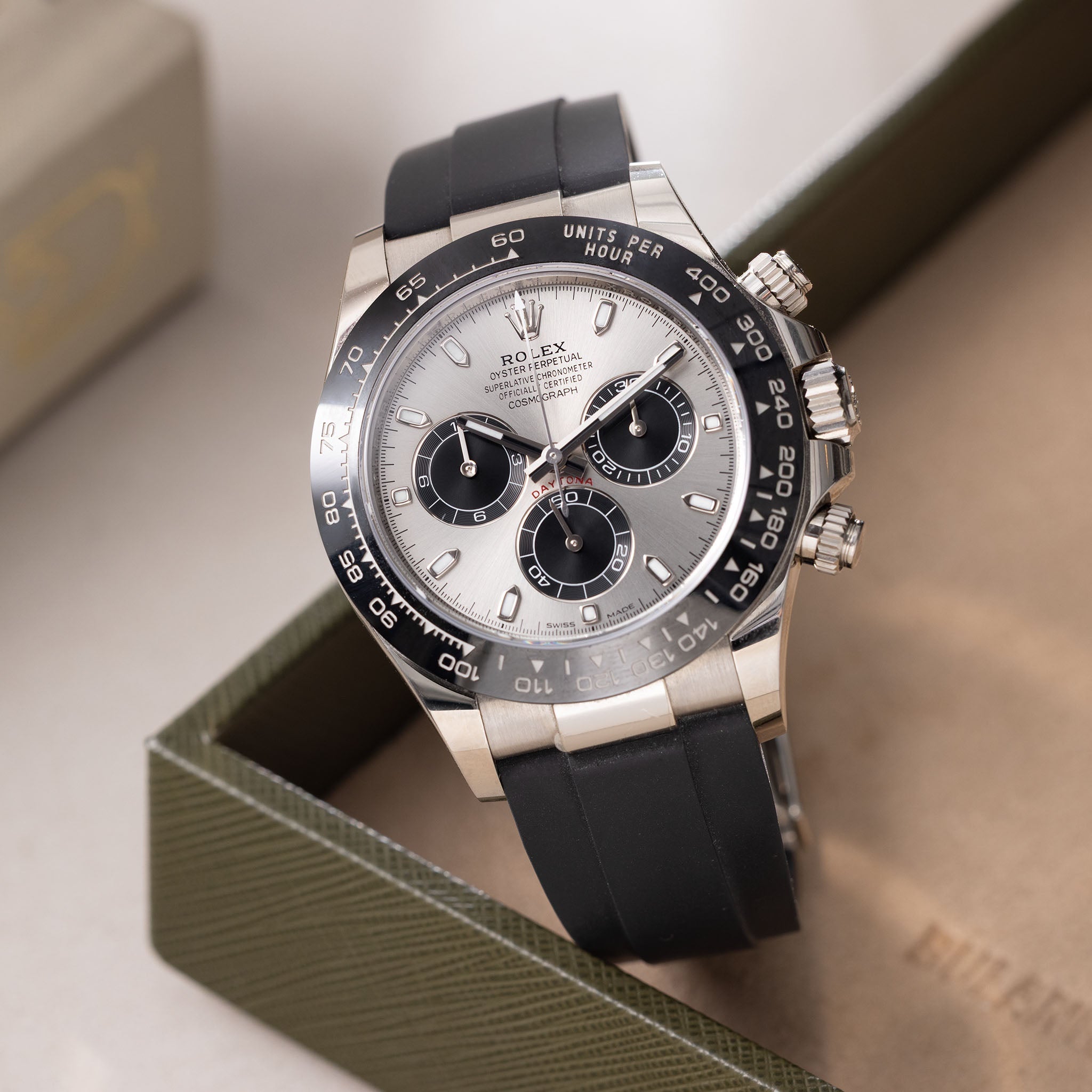Rolex Cosmograph Daytona 116519LN 18k White Gold Ghost Dial & Original Diamond Dial Full Set 2023