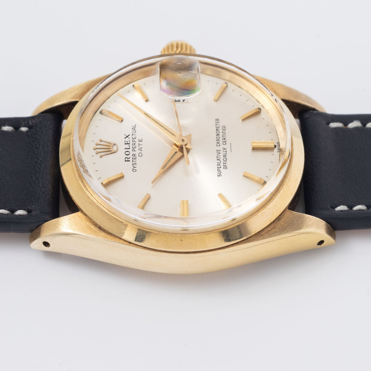 Rolex Oyster Perpetual 1500 Silver Underline Dial in 14k Yellow Gold