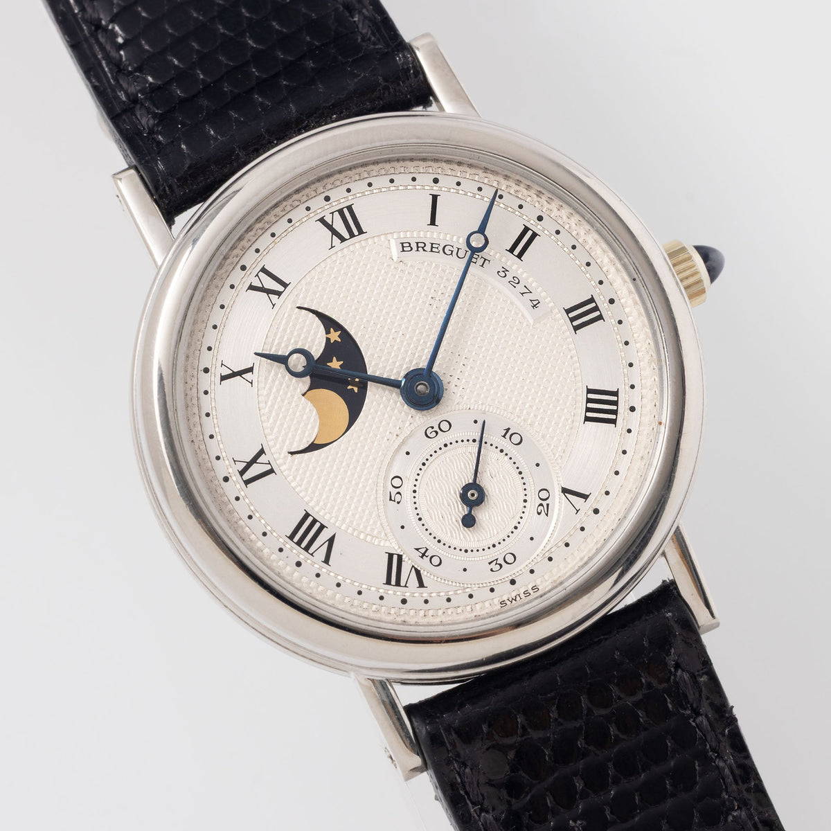 Breguet Classique Moonphase Ref. 3280BB Guilloché Dial in 18k white gold